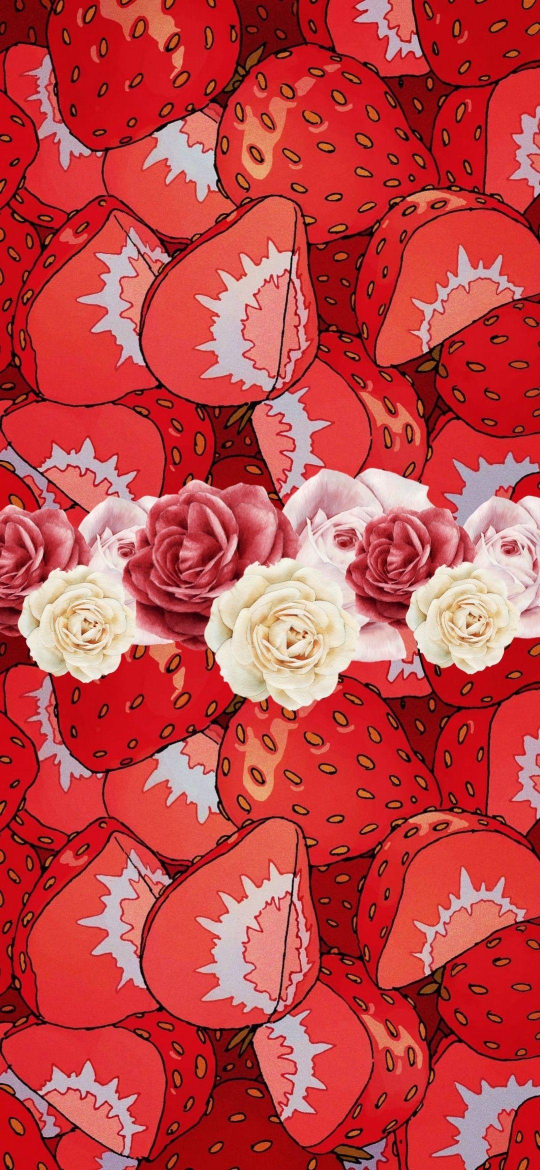 1080x2340 strawberry roses wallpaper. Rose wallpaper, Wallpaper, Abstract artwork