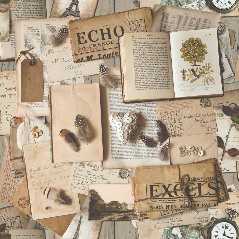 975x975 Vintage Wallpaper Covered Books