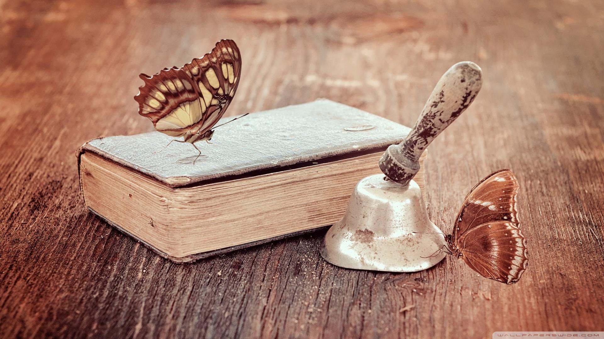 1920x1080 Vintage Book and Butterflies Ultra HD Desktop Background Wallpaper for 4K UHD TV : Widescreen & UltraWide Desktop & Laptop : Tablet