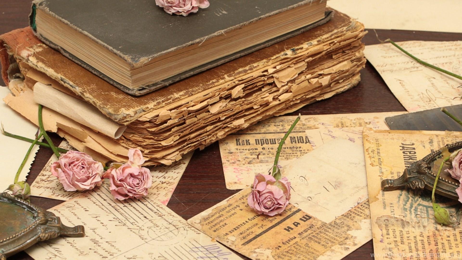 1920x1080 Download Wallpaper 2048x2048 Vintage, Books, Old, Flowers, Roses. Desktop Background
