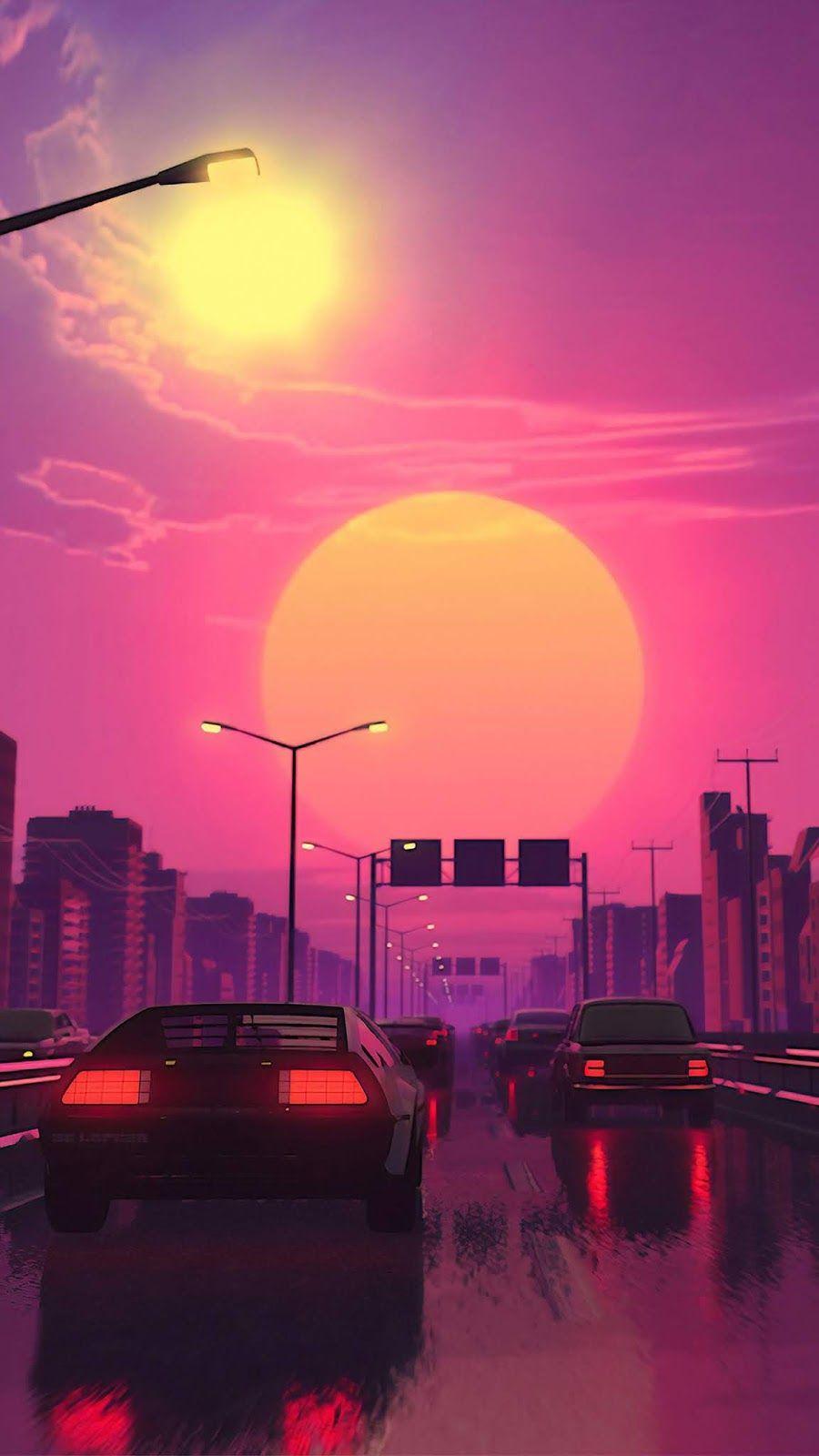 900x1600 Aesthetic Anime Sunset Wallpaper
