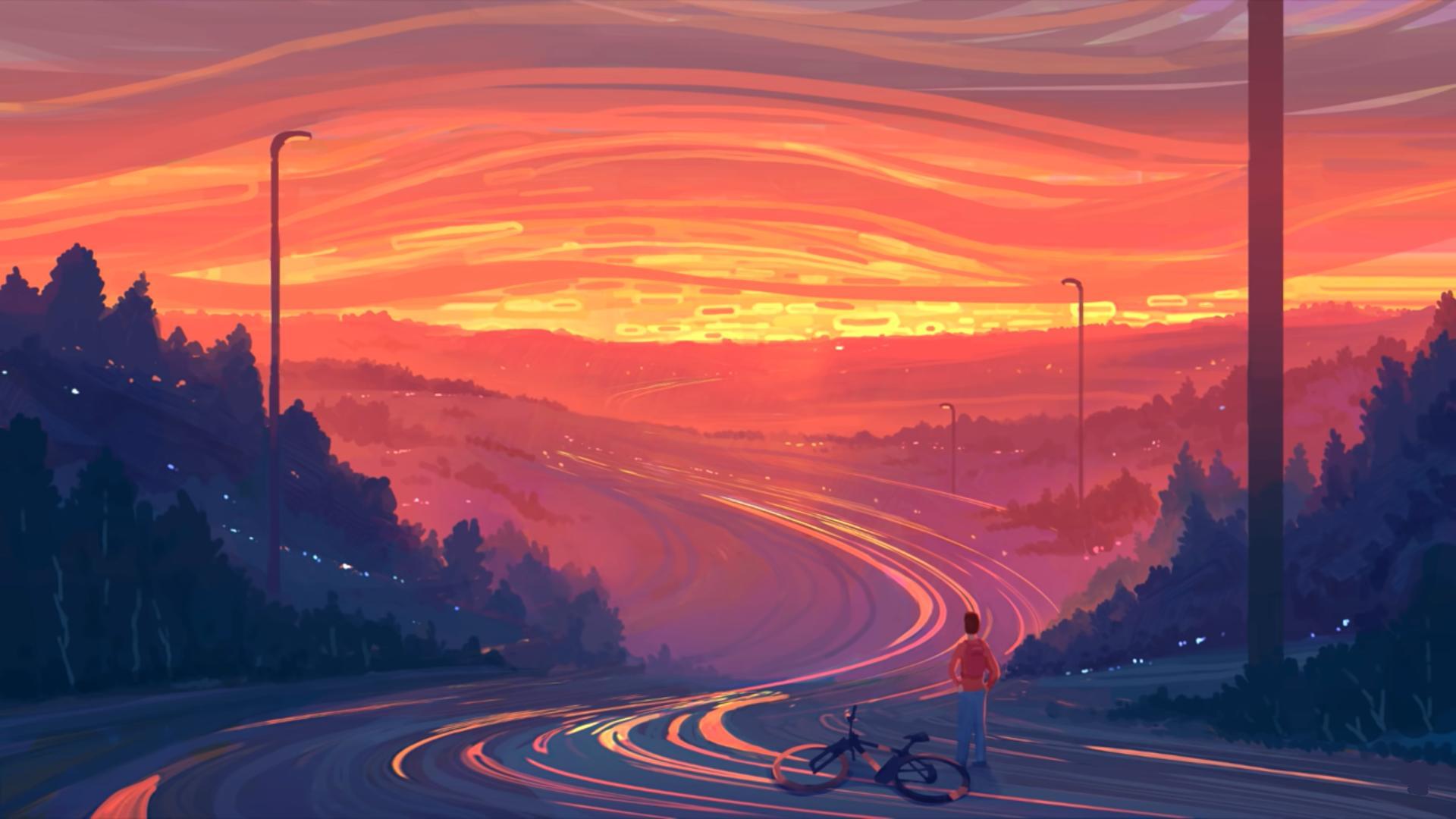 1920x1080 Aesthetic Valley Sunset Wallpaper For Tech