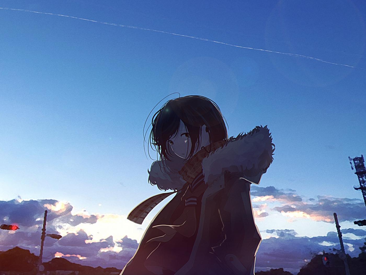 1400x1050 Download 1400x1050 wallpaper sunset, outdoor, cute, anime girl, standard 4: fullscreen, 1400x1050 HD image, background, 15589