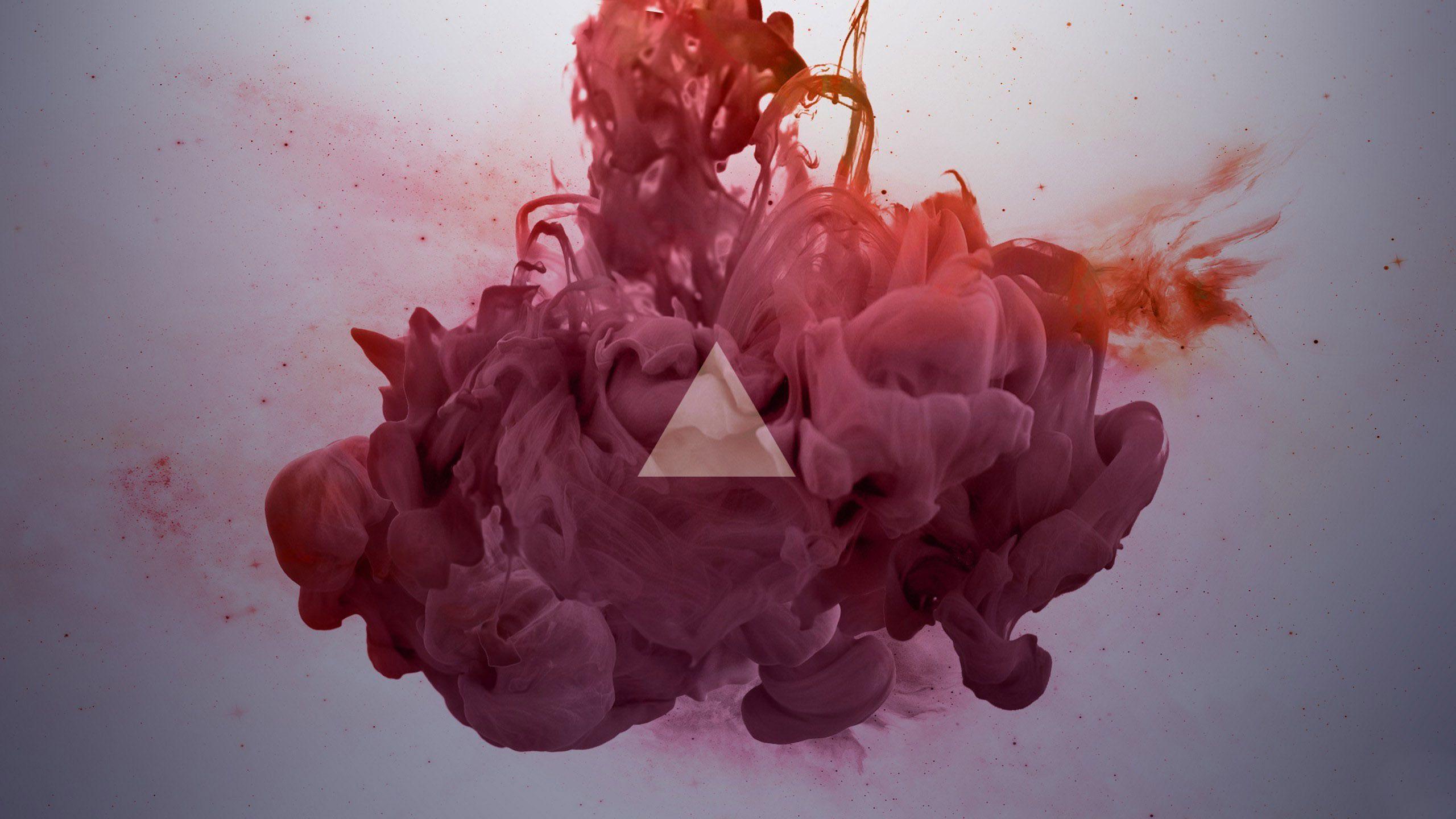 2560x1440 Wallpaper Ink Smoke Abstract Artistic Red Triangle 2560x1440