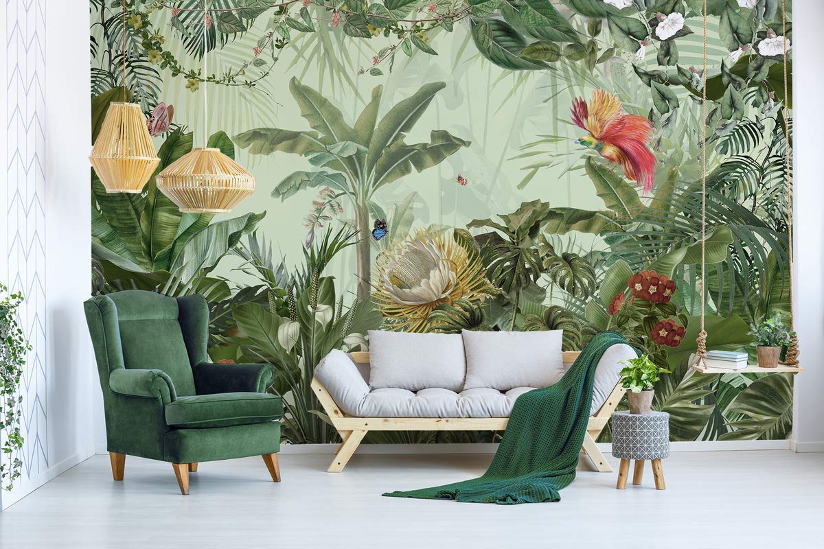 1200x800 Murwall Forest Wallpaper Tropical Leaf Wall Mural Exotic Jungle Wall Print Natural Home Decor Cafe Design Living Room Bedroom : Handmade Products