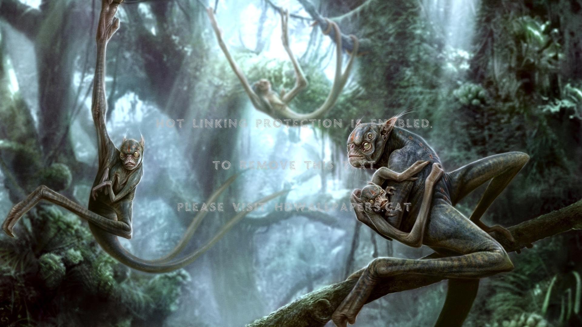 1920x1080 creepy creatures forest batlike trees