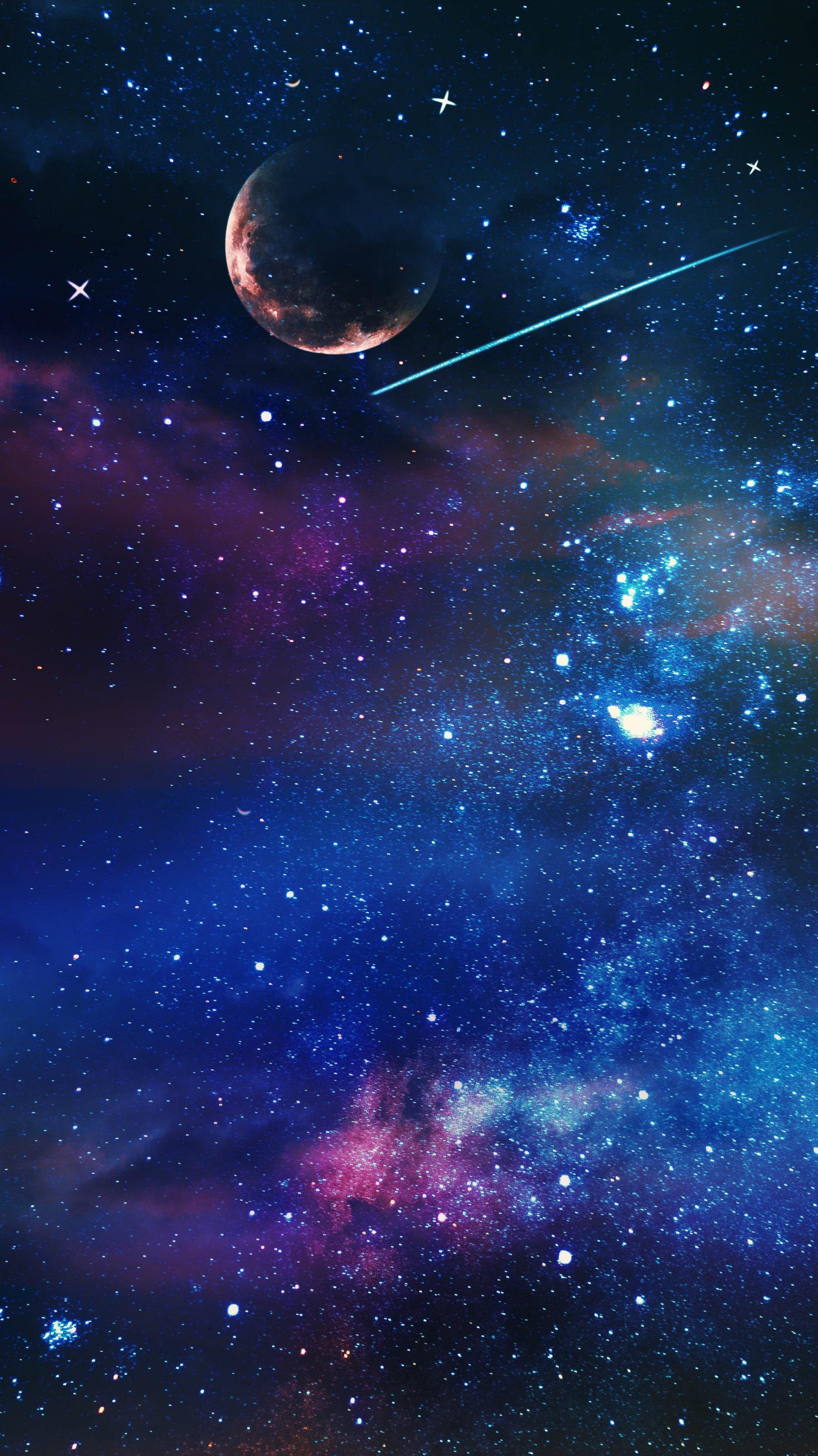 1800x3200 Wallpaper Blue and Black Starry Sky, Background Free Image