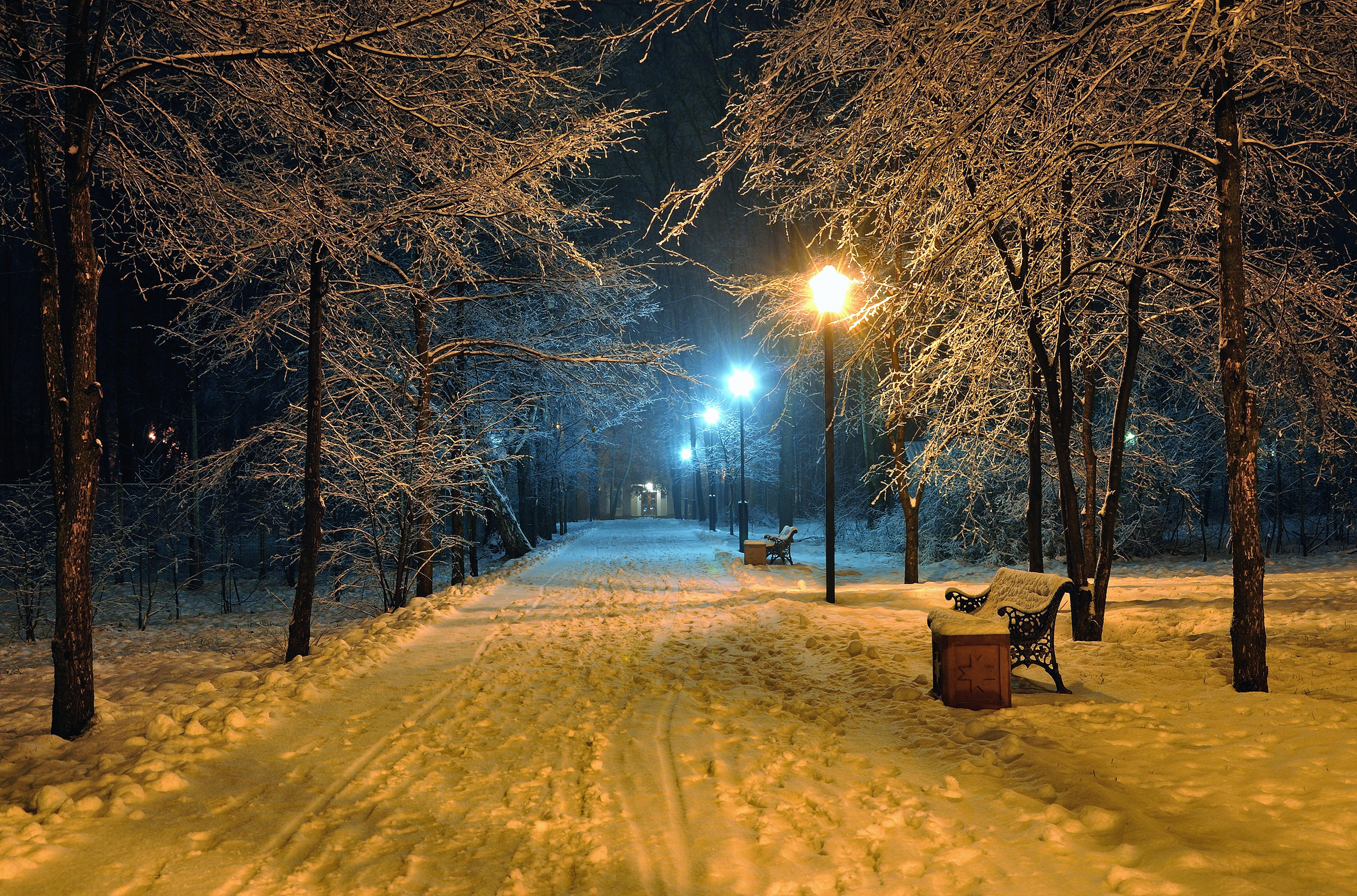 5088x3360 Winter Street at Night 4k Ultra HD Wallpaper