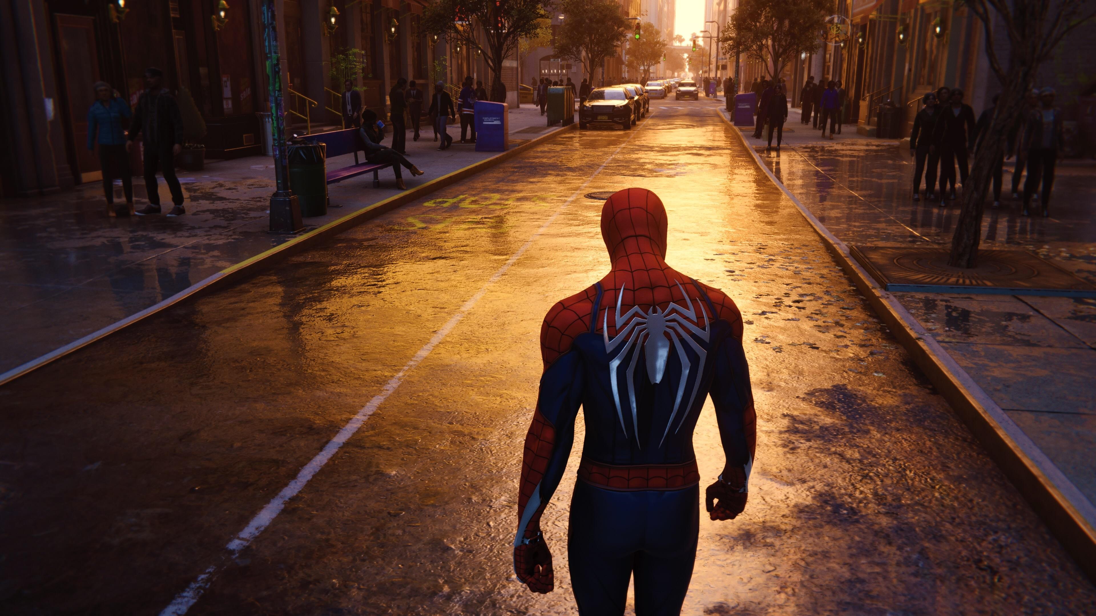 3840x2160 Wallpaper 4k Spiderman Walking In NYC Streets Wallpaper