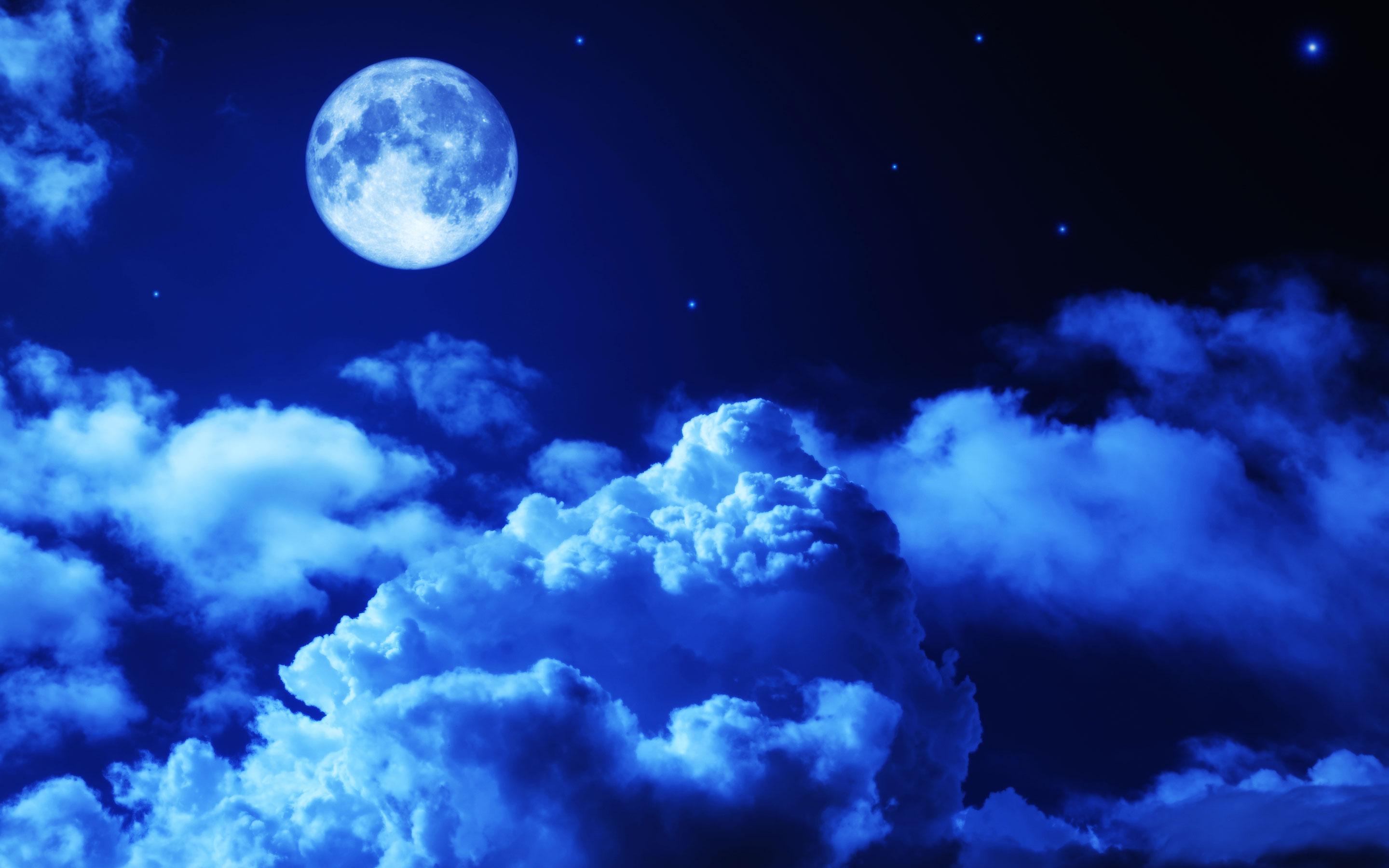 2880x1800 Night Sky Clouds Moon