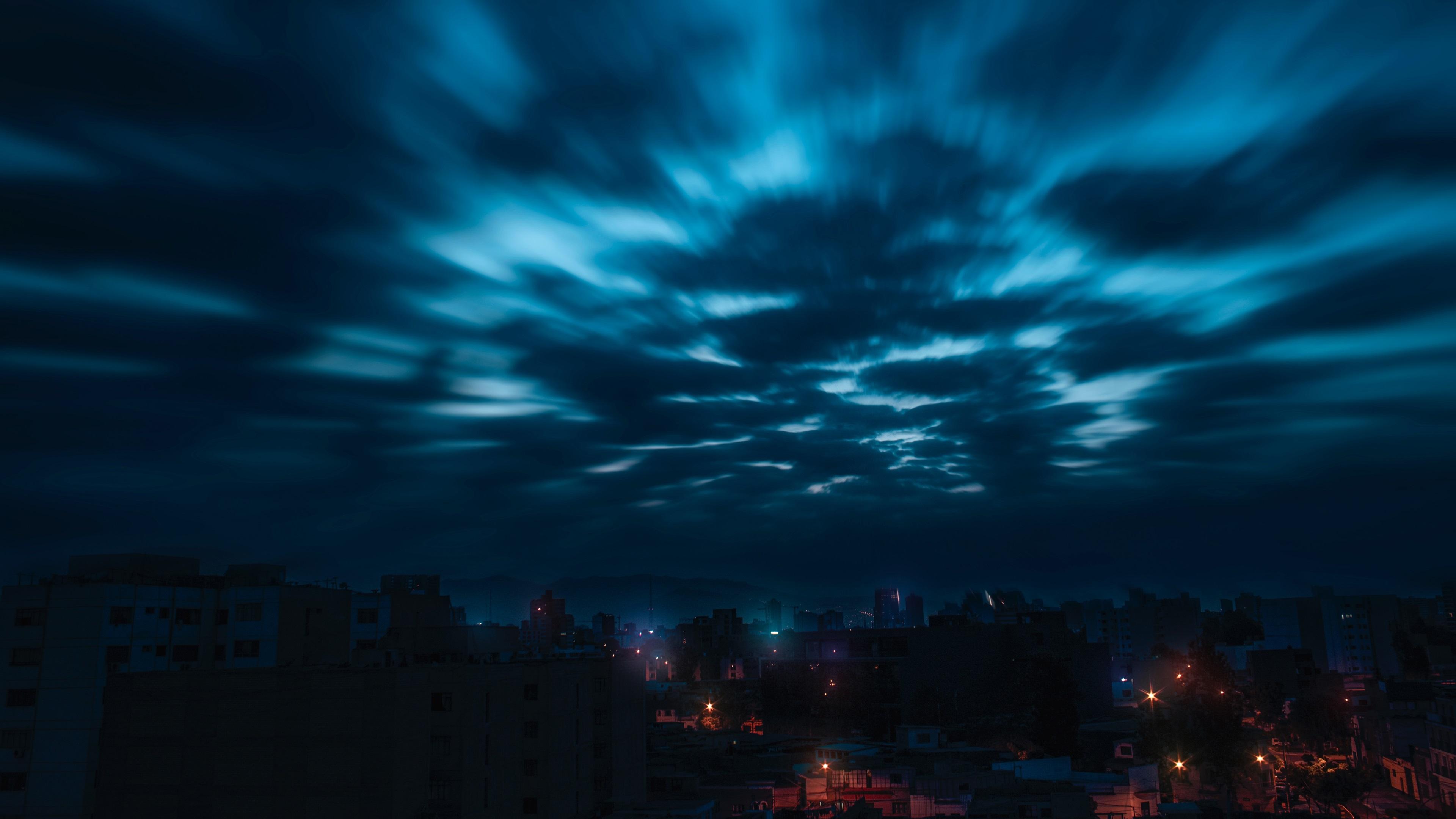 3840x2160 Wallpaper City, night, sky, clouds 3840x2160 UHD 4K Picture, Image