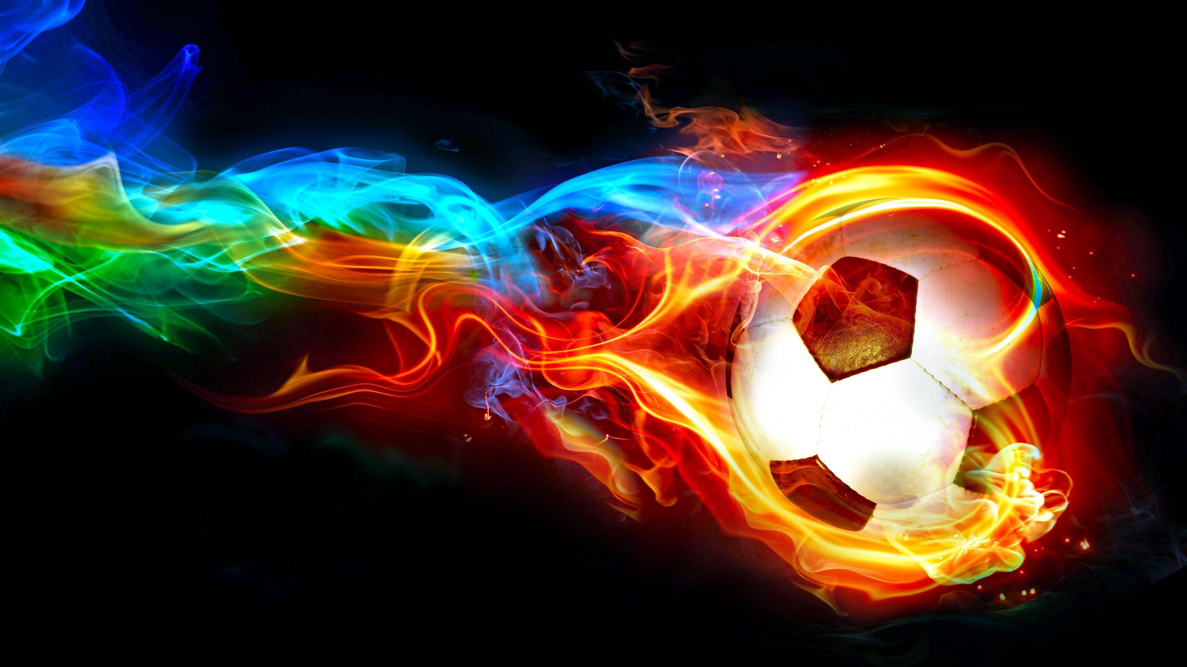 3840x2160 Soccer Ball With Colorful Flame ⚽ Wallpaper. Wallpaper Studio 10