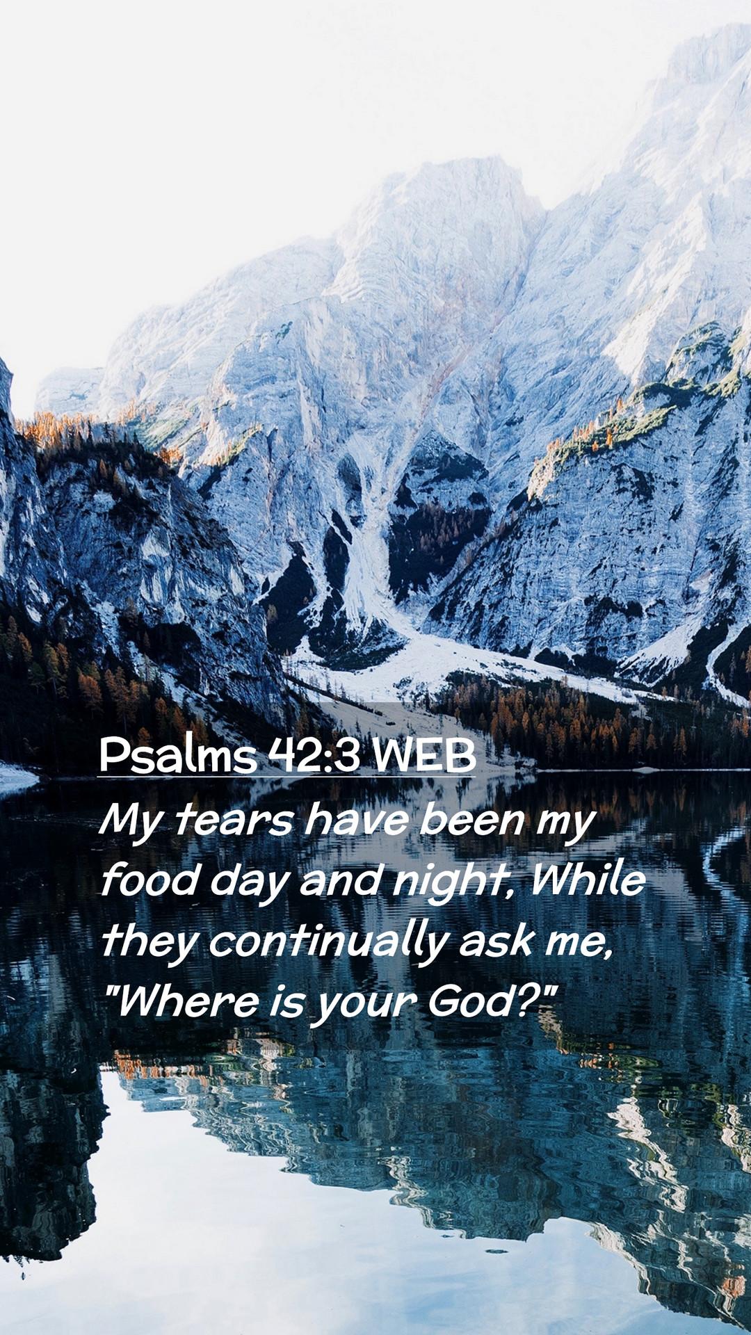 1080x1920 Psalms 42:3 WEB Mobile Phone Wallpaper tears have been my food day and night, While