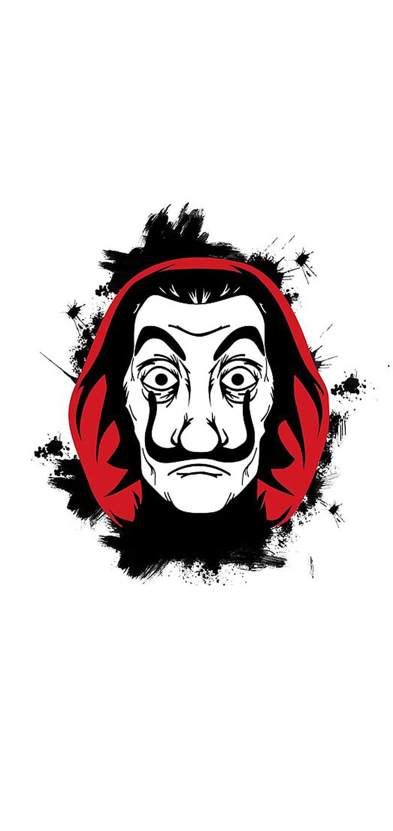 800x1689 Money Heist Mask Drawing Black And White : My Drawing Of Mask From Money Omkar Realistic Sketchs Facebook / Casa de papel t shirt women money heist white t shirt dali mask
