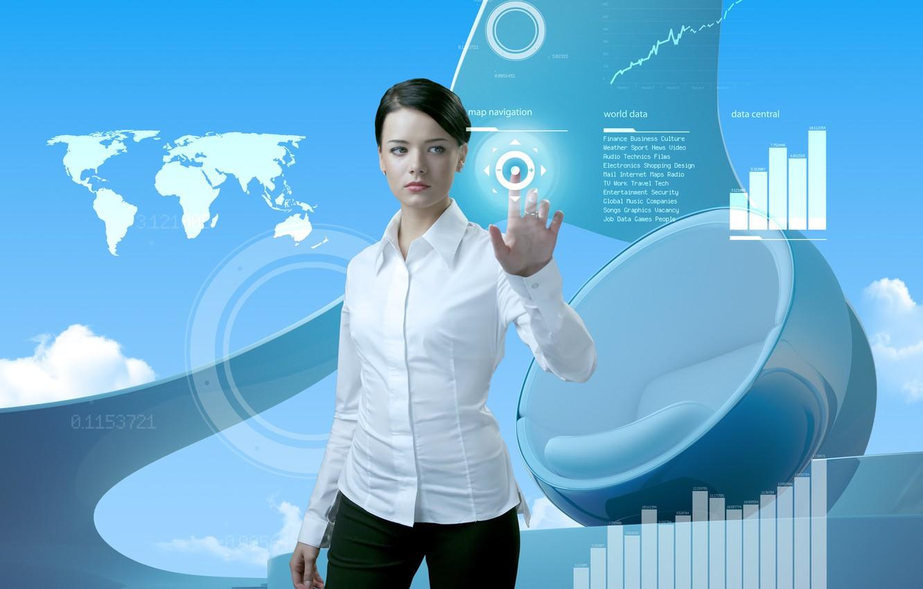 1332x850 Wallpaper concept, future, internet, digital, computer, screen, technology, media, touch, innova, business girl image for desktop, section девушки