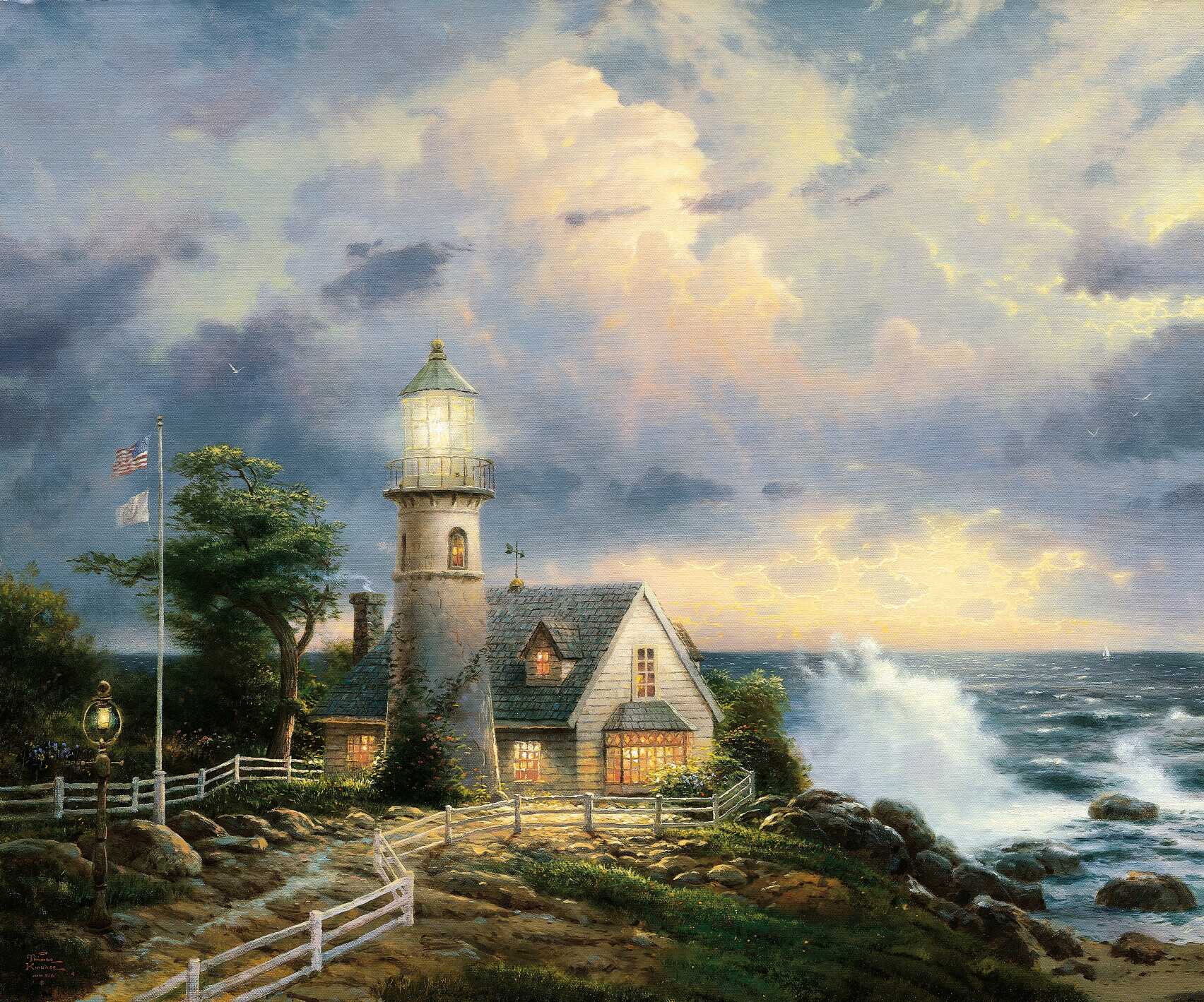 1704x1419 Thomas Kinkade Lighthouse Wallpaper