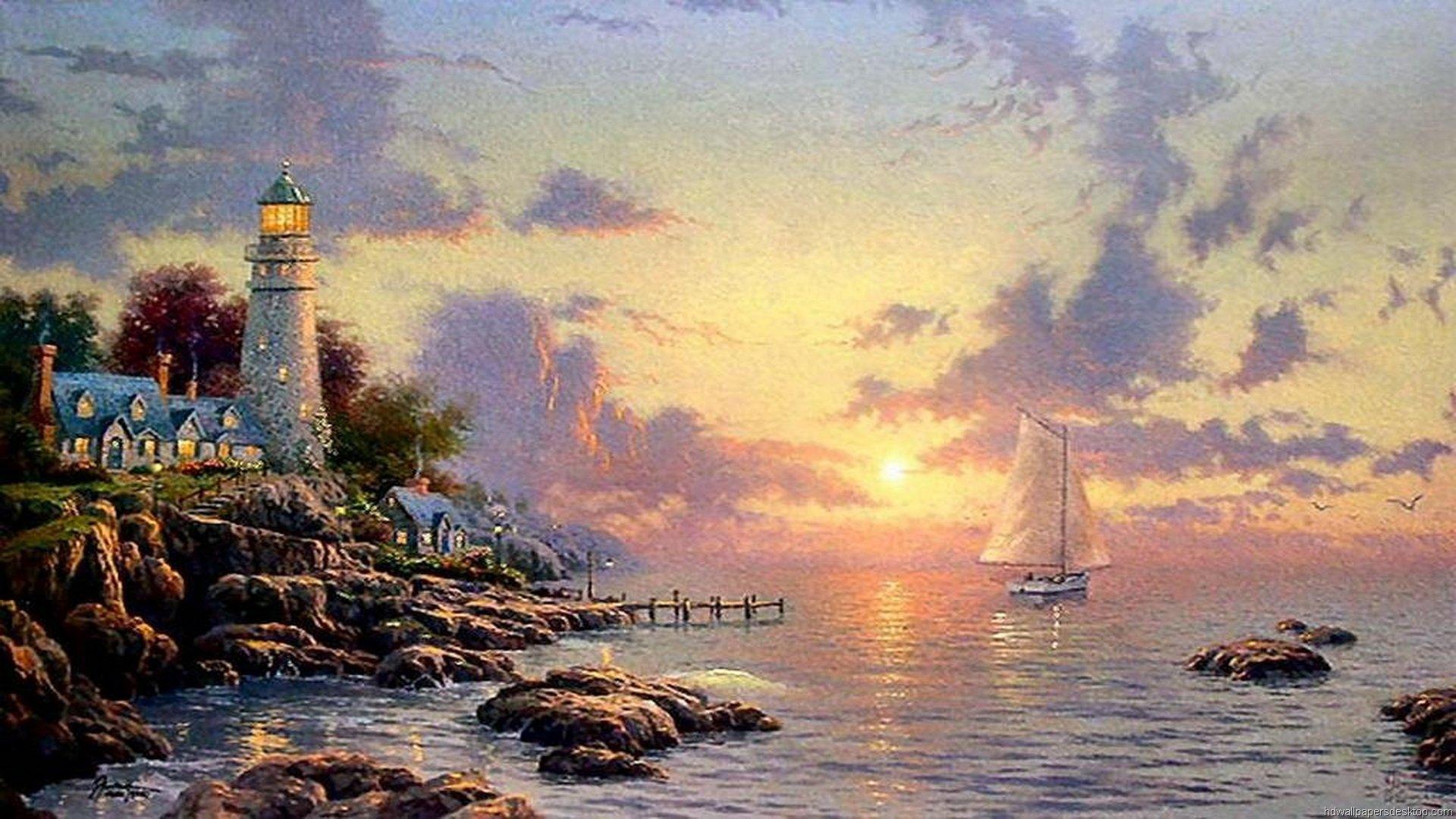 1920x1080 Thomas Kinkade Free Summer Desktop Wallpaper