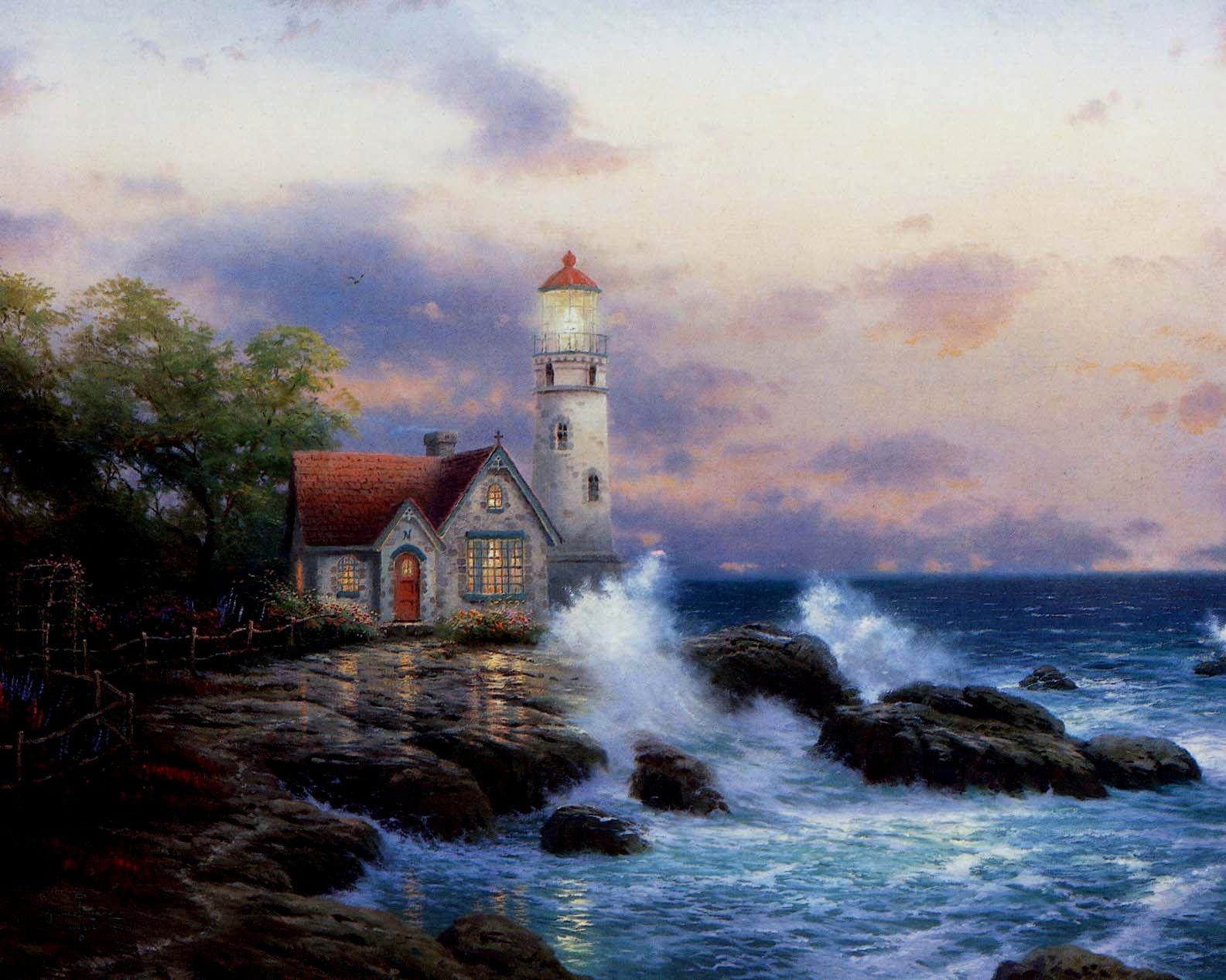 1585x1267 Wallpaper Pictorial art Thomas Kinkade Image Download