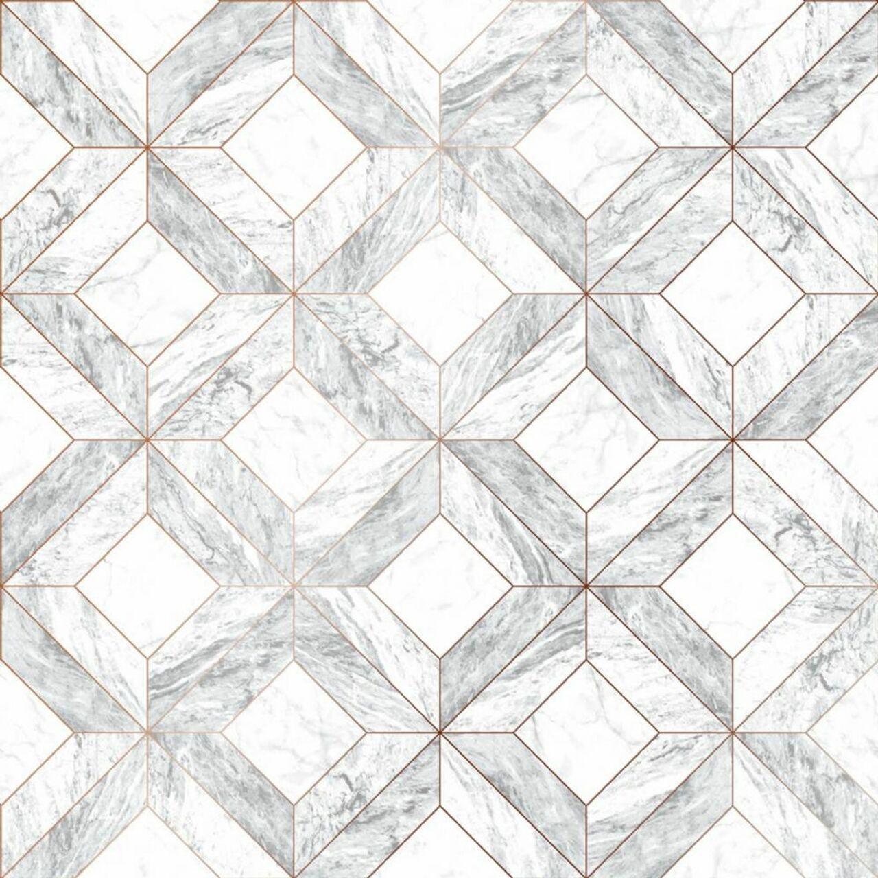 1280x1280 Graham & Brown Contour Marble Marquetry Wallpaper / Rose Gold