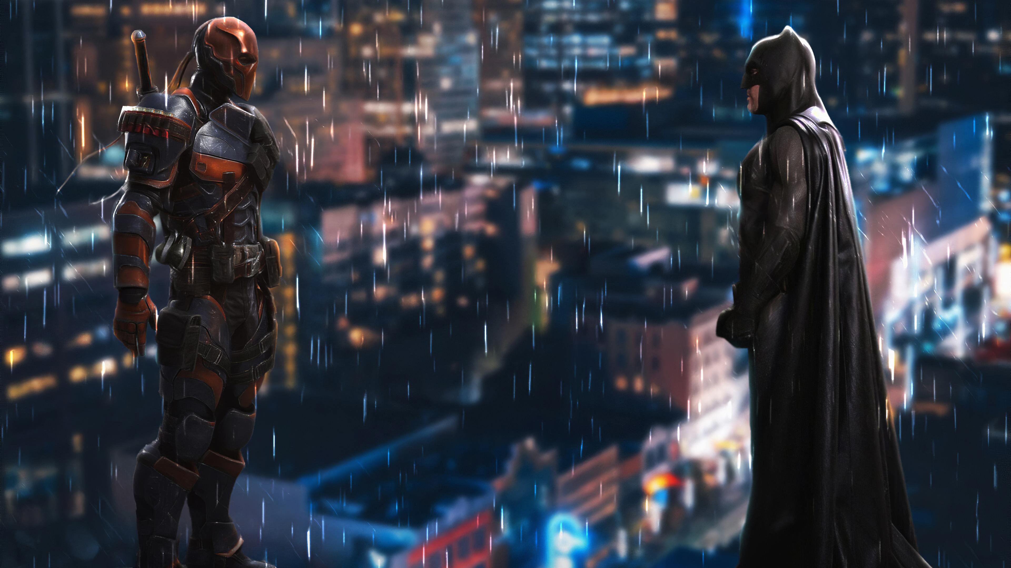 3840x2160 Batman facing Deathstroke 4k Ultra HD Wallpaper