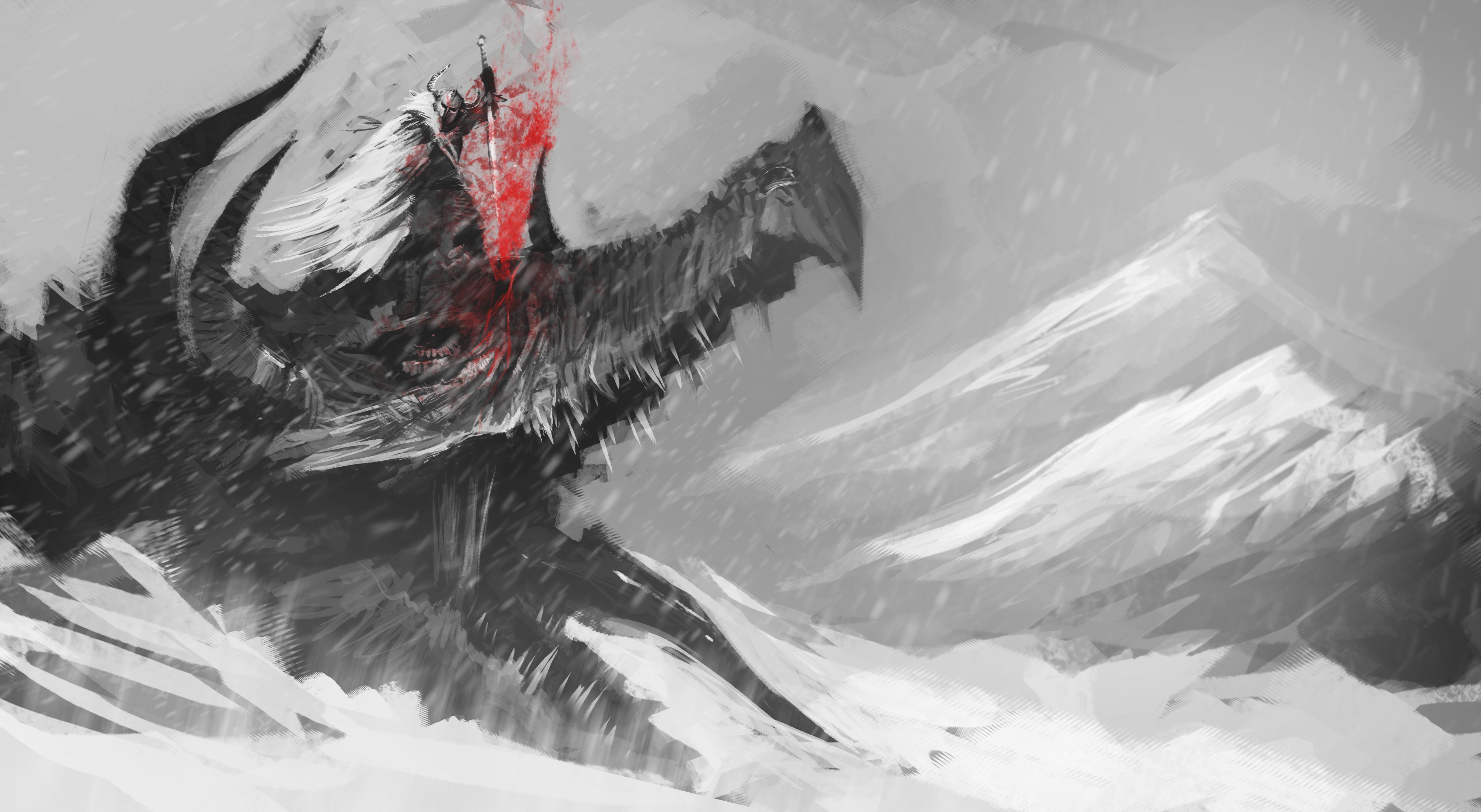 4000x2194 Dragon slaying is just plain badass, so I drew it