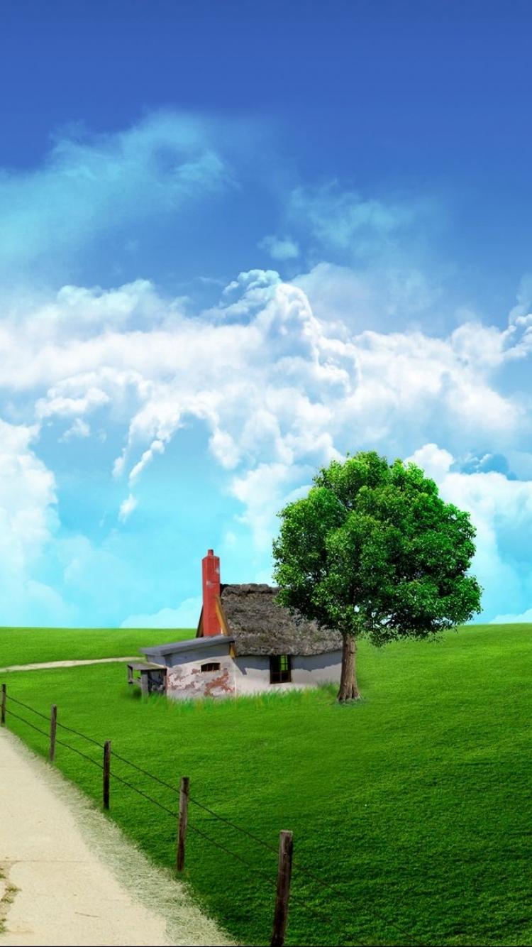750x1334 Keypad Phone Nature Wallpaper