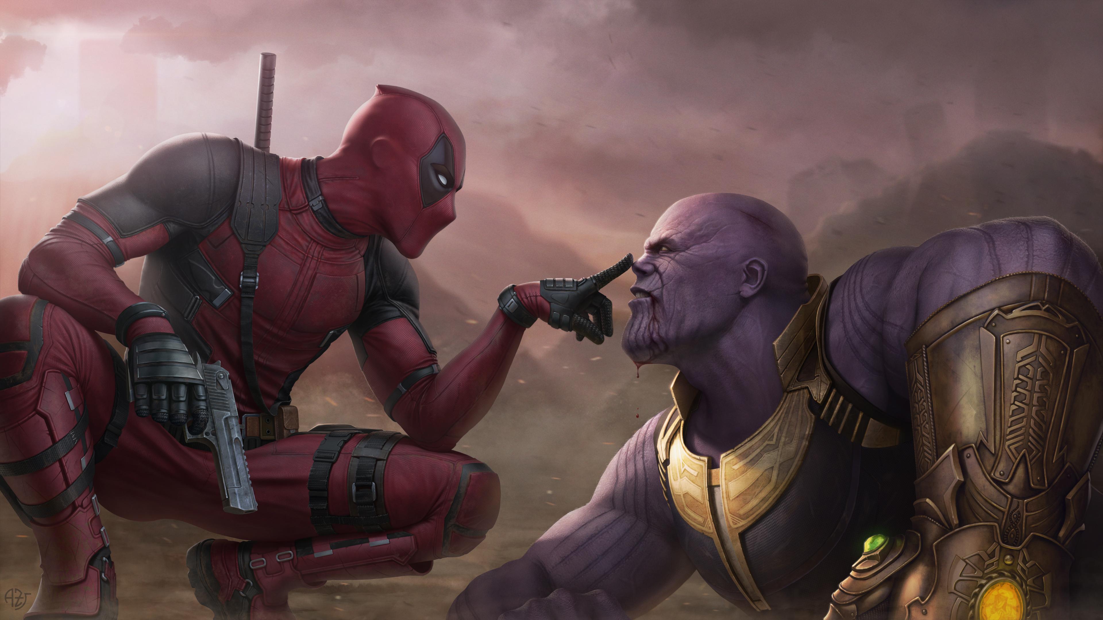 3840x2160 deadpool vs thanos 4k Ultra HD Wallpaper