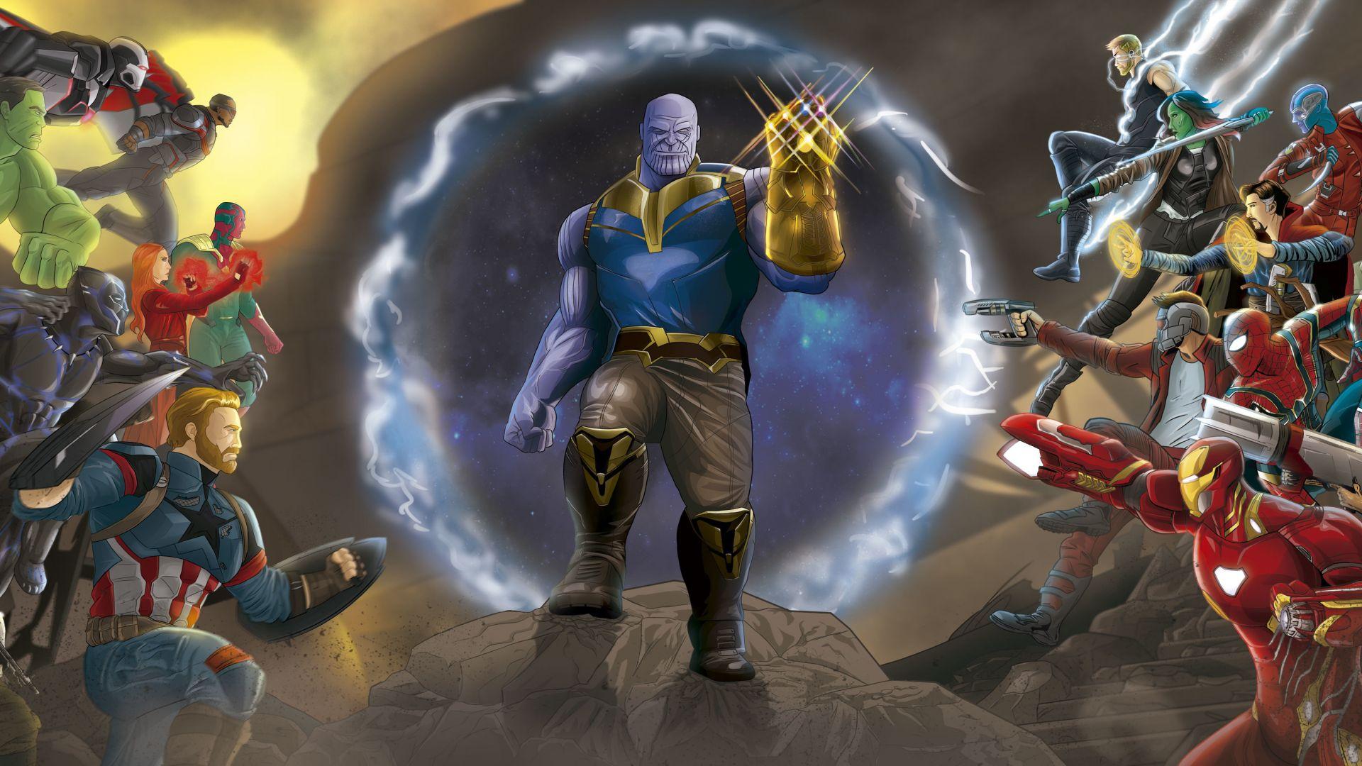 1920x1080 Desktop wallpaper marvel, avengers: infinity war, thanos, fan art, HD image, picture, background, 741b74