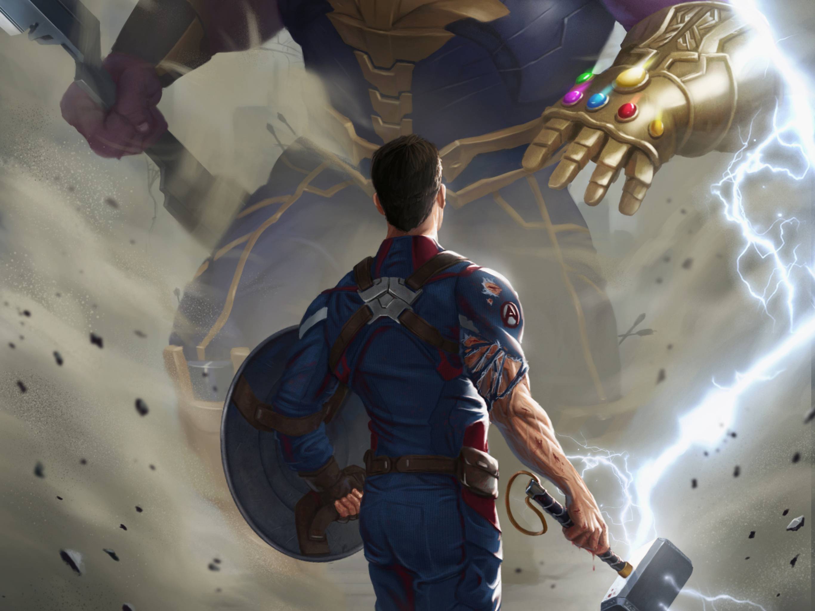 2732x2048 Captain America Against Thanos Endgame Art 2732x2048 Resolution Wallpaper, HD Artist 4K Wallpaper, Image, Photo and Background