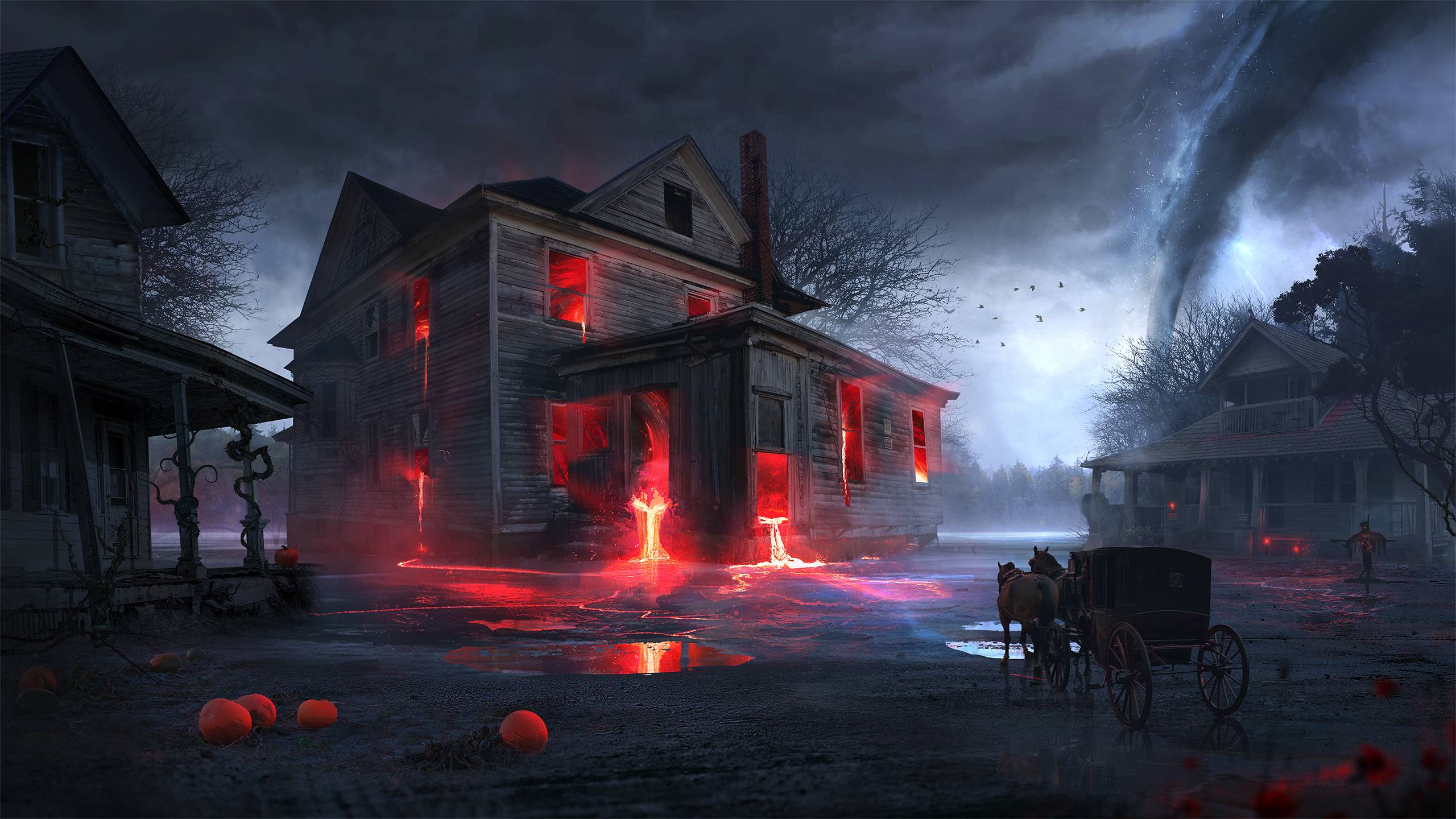 2560x1440 Spooky Halloween House Wallpaper, HD Fantasy 4K Wallpaper, Image, Photo and Background