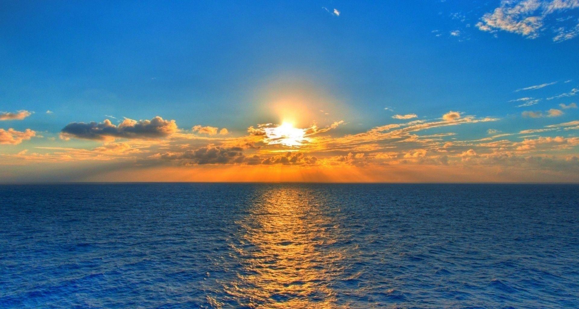 1920x1024 Desktop wallpaper sea, sunset, clouds, sun, HD image, picture, background, e8501f