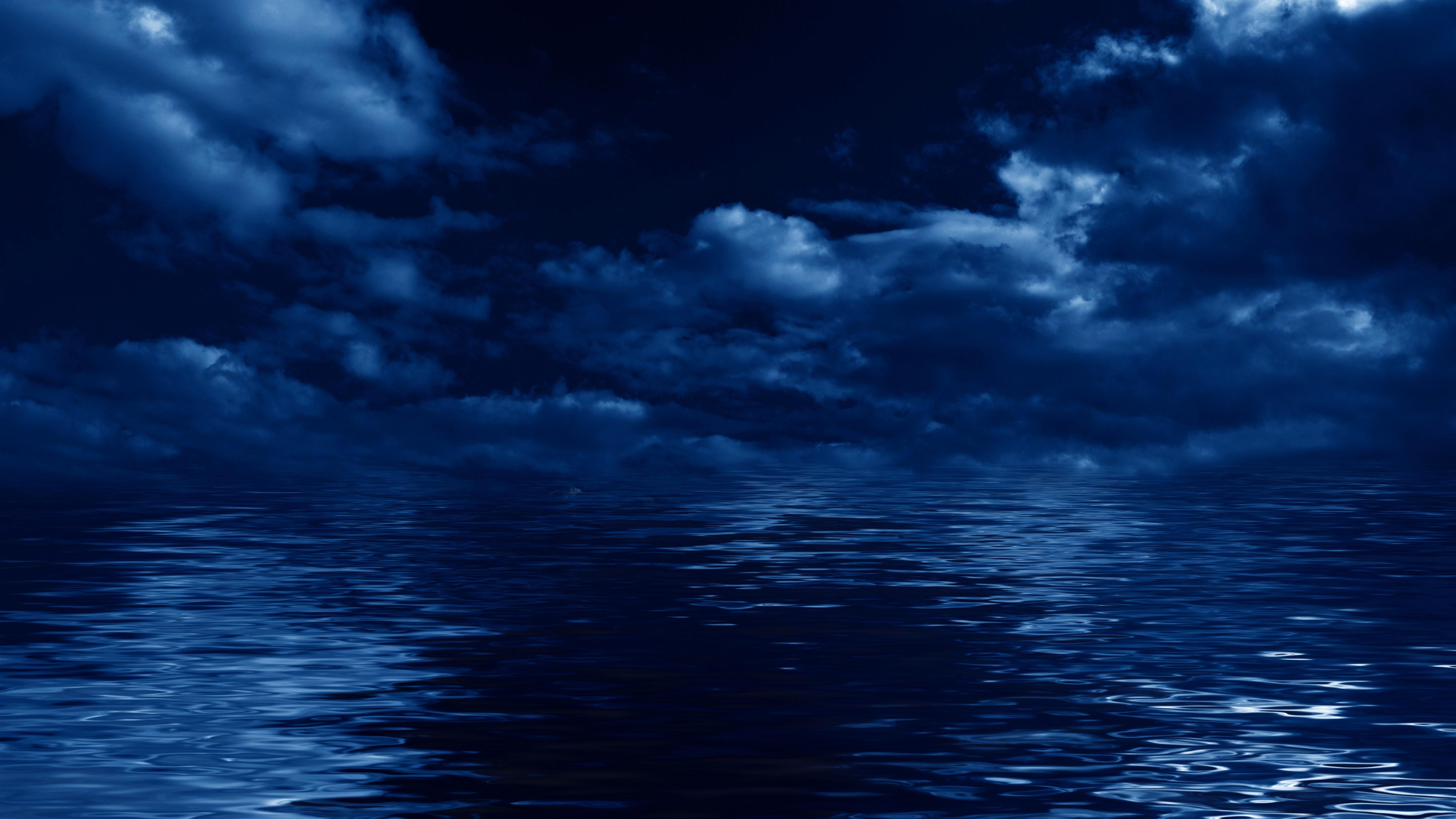 5120x2880 Wallpaper Blue sea, clouds, night 5120x2880 UHD 5K Picture, Image