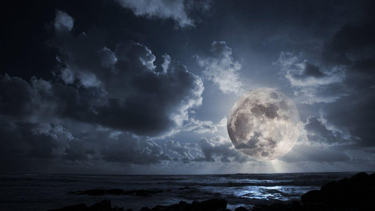 1244x700 Night sea clouds moon wallpaperx1080
