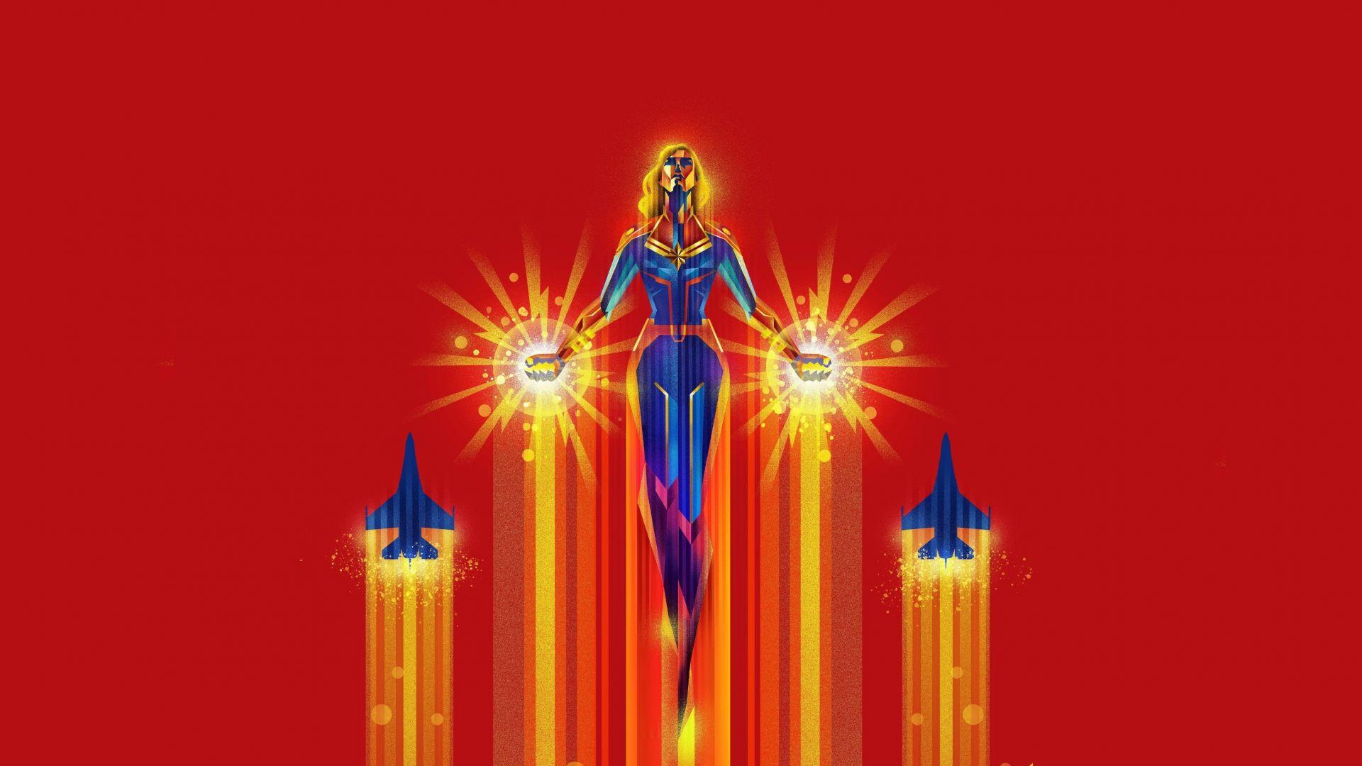 1920x1080 Captain marvel, minimal, aircrafts, art wallpaper, HD image, picture, background, bf8f09