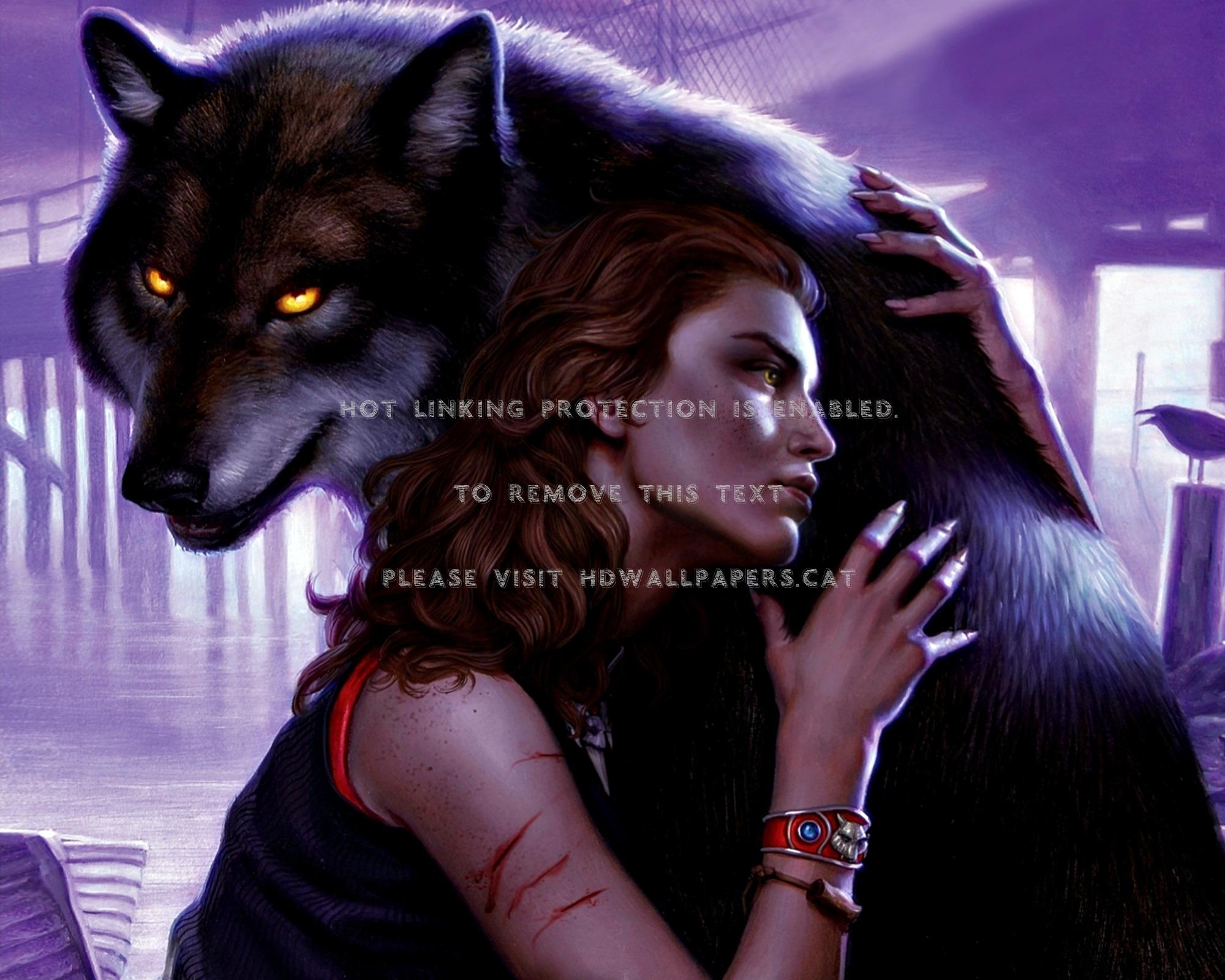 2000x1600 one soul animal purple fantasy woman wolf