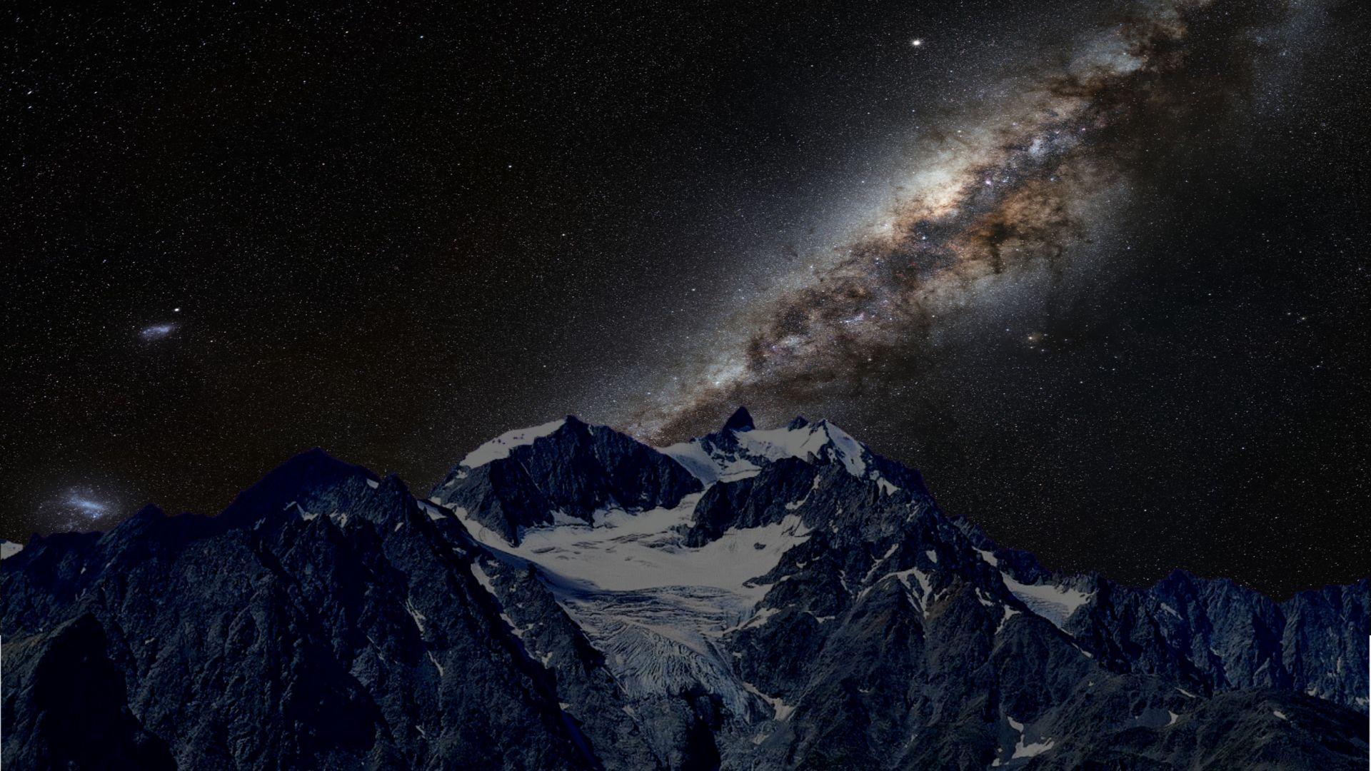 1920x1080 Desktop wallpaper milky way, starry night, dark, mountains, HD image, picture, background, 0e6a68