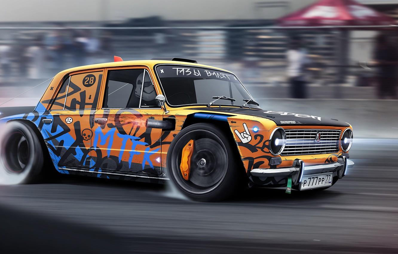 1332x850 Wallpaper Auto, Machine, Drift, Rendering, Vaz, Attack, DizePro, Dmitry Strukov, by Dmitry Strukov, Dize_pro, Drift Monster, Drift racing image for desktop, section рендеринг