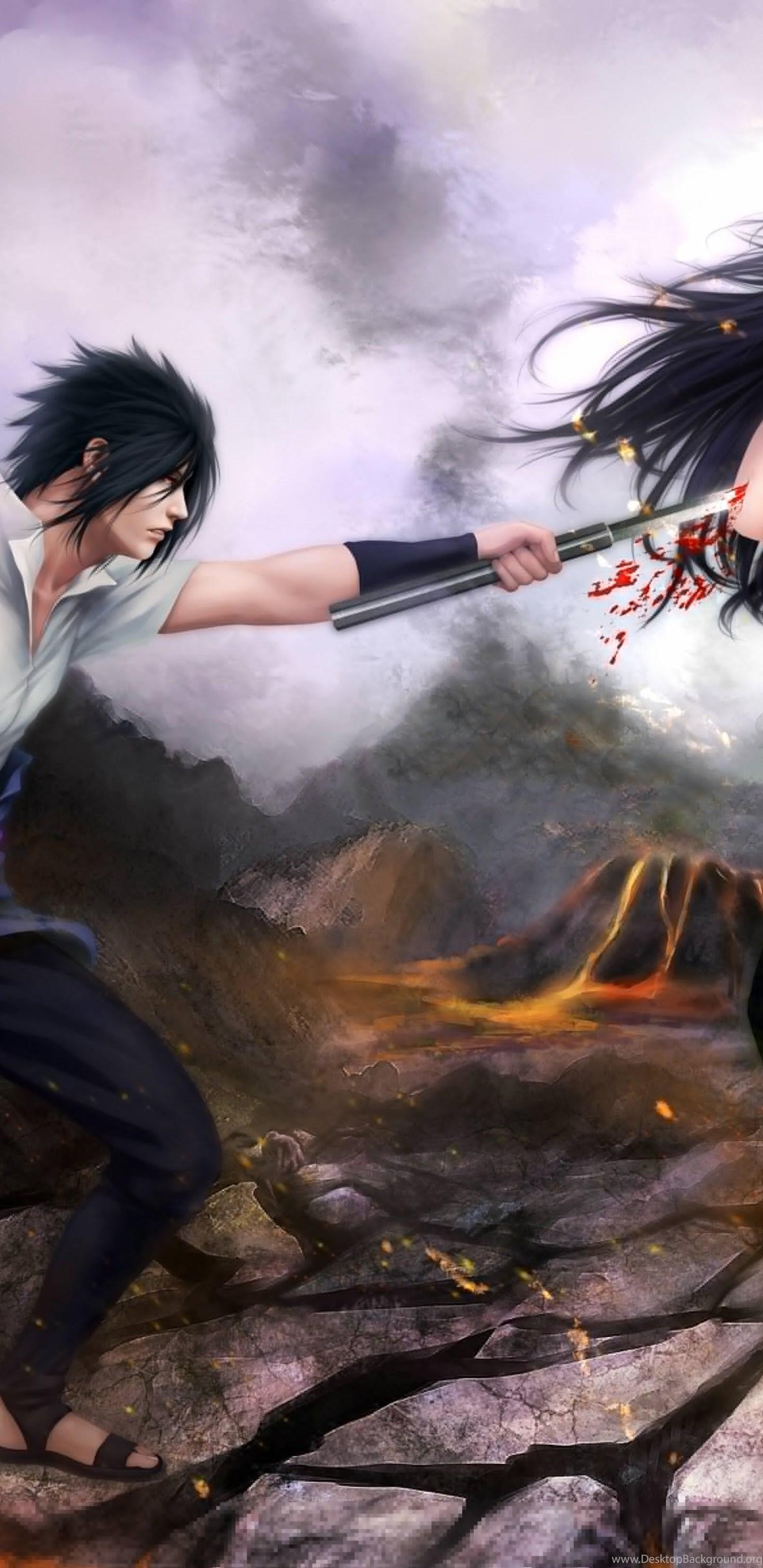 1440x2960 Art Naruto Sasuke Uchiha Madara Uchiha Battle Wallpaper. Desktop Background