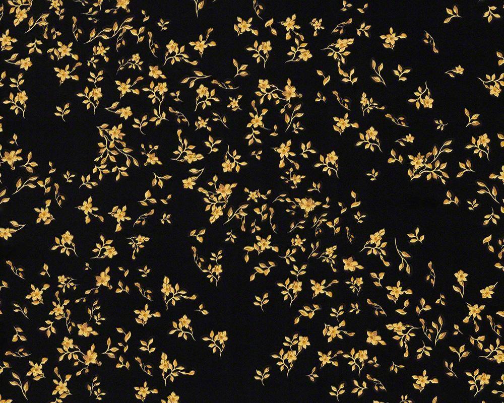 1000x800 Versace Gold Cherry Blossom On Black Wallpaper. Non Woven. Versace