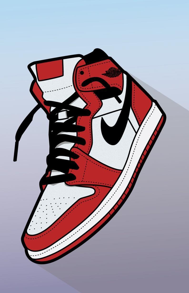 794x1227 AIR JORDAN 1 CHICAGO Art Digital Print Poster. Sneakers wallpaper, Sneaker art, Nike art