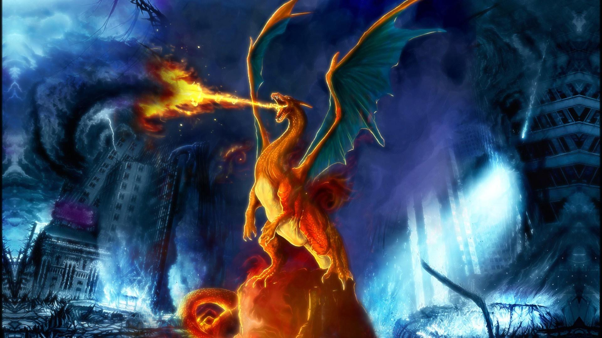 1920x1080 Pok mon, dragon, Charizard, screenshot, computer wallpaper, fictional character, special effects, geological phenomenon HD Wallpaper