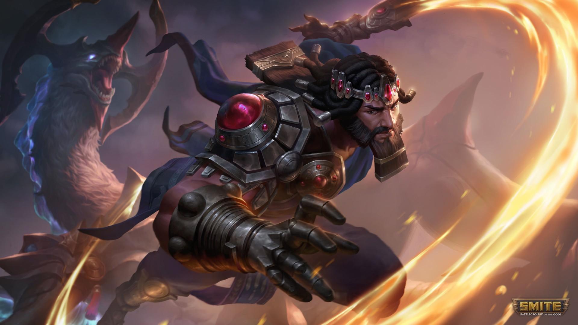 1920x1080 Gilgamesh With Fire Sword 4K HD Smite Wallpaper