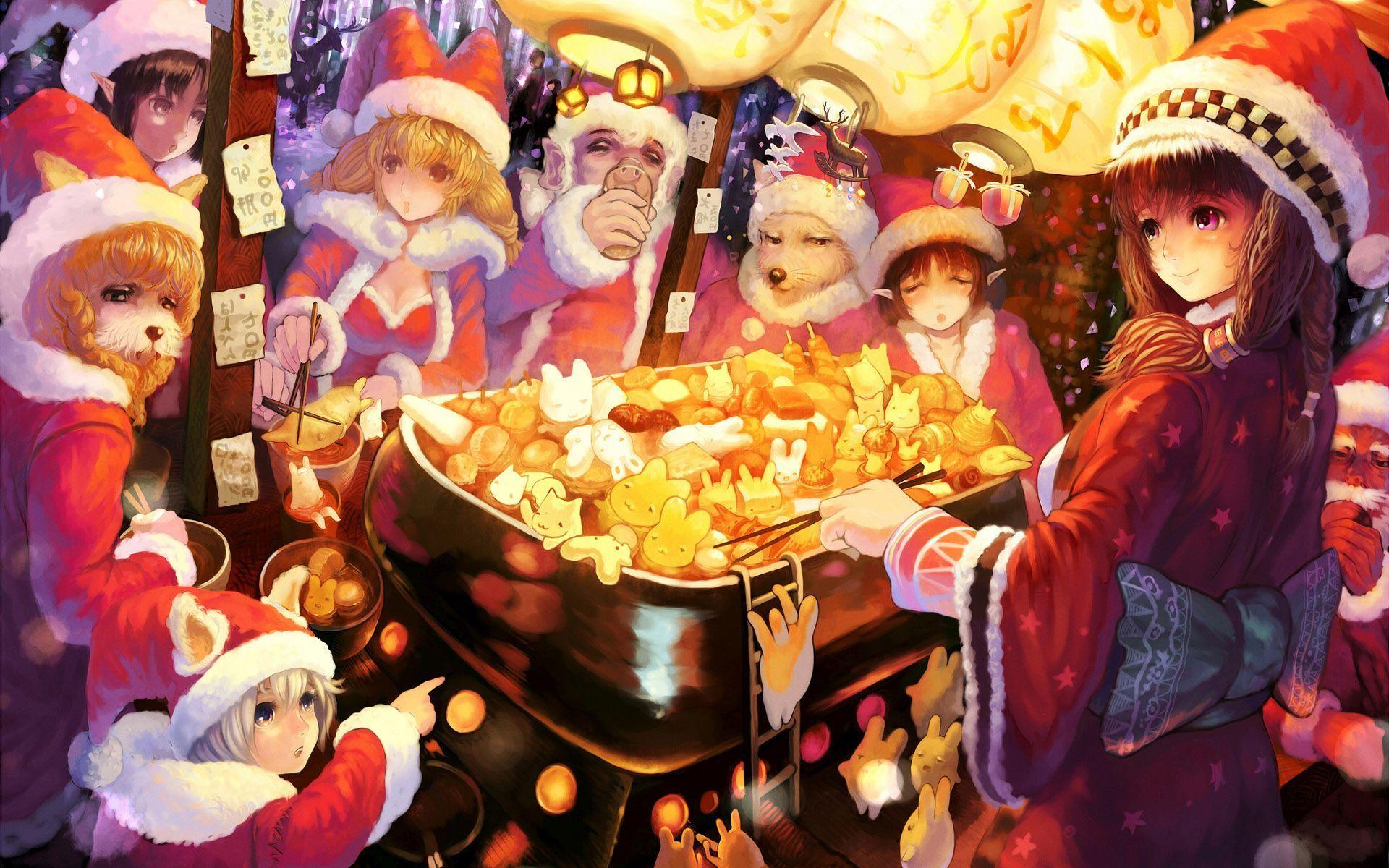Anime Christmas Wallpapers Top Free Anime Christmas Backgrounds Wallpaperaccess