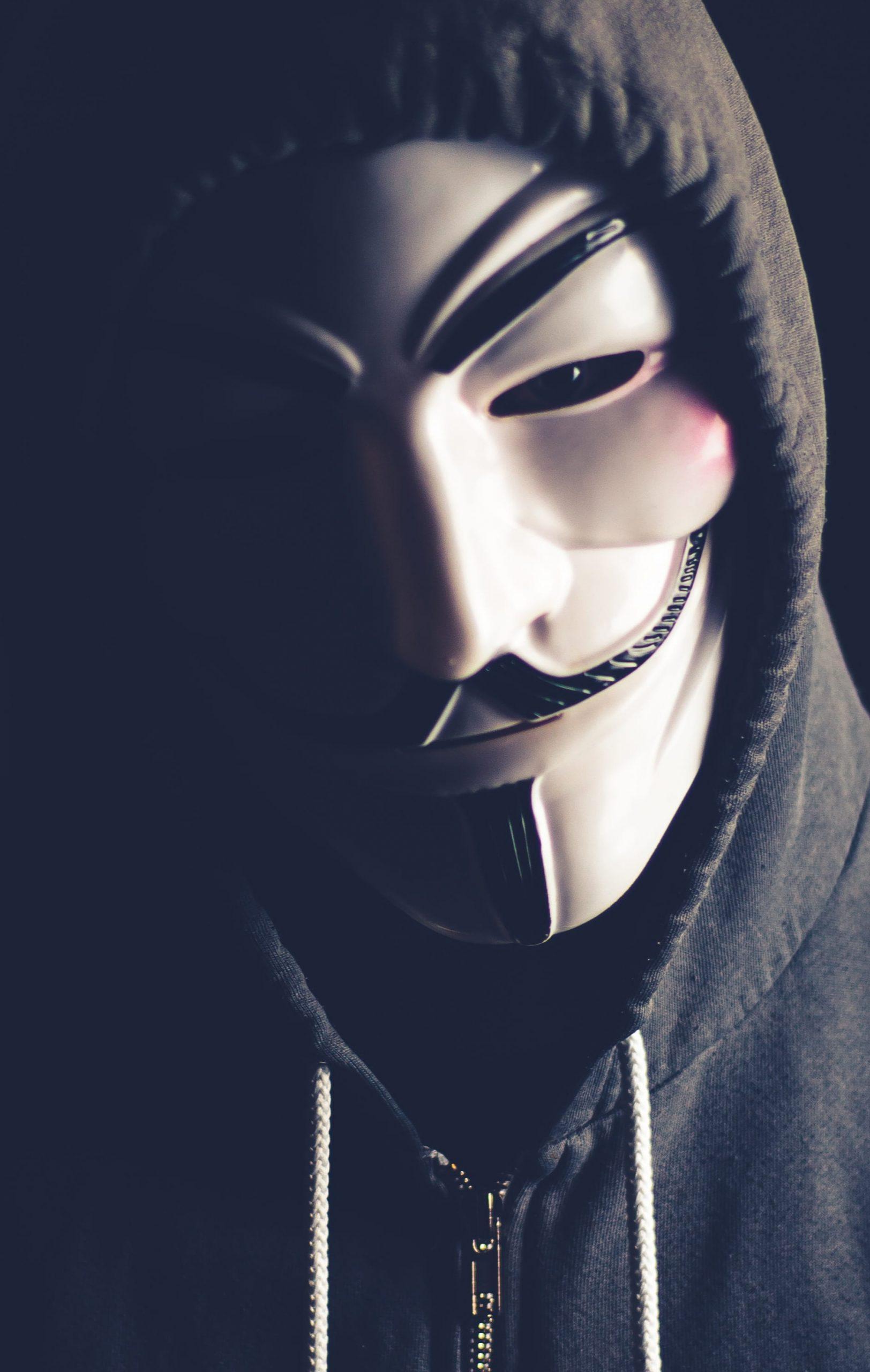 1624x2560 HD Wallpaper Person In Guy Fawkes Mask And Grey Zip Up