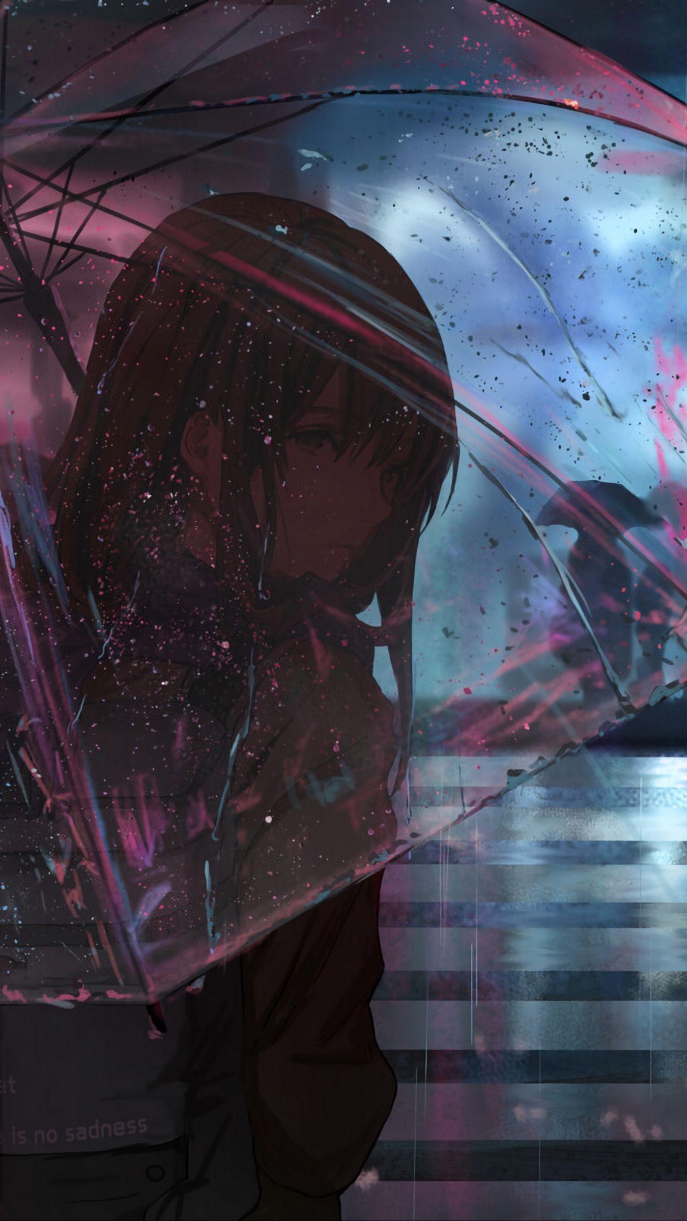 1350x2400 Download wallpaper 1350x2400 girl, umbrella, anime, rain, street, night iphone 8+/7+/6s+/for parallax HD background
