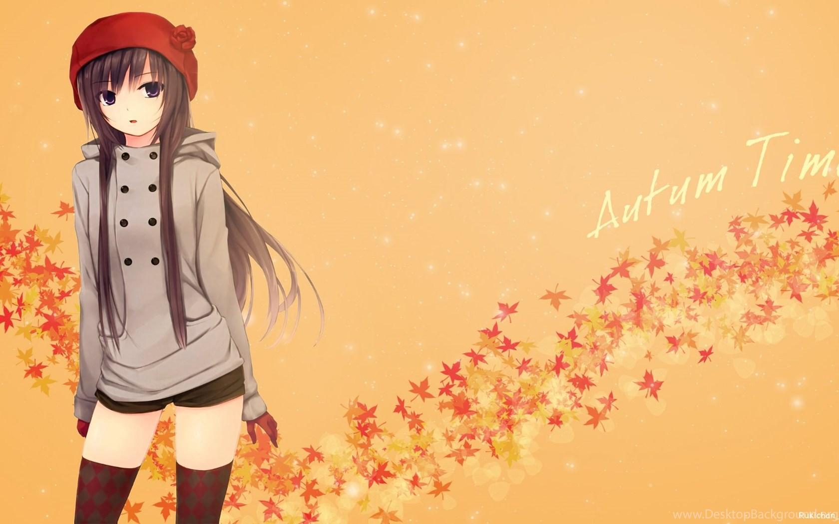 1680x1050 Anime Girl Autumn HD Wallpaper Desktop Background