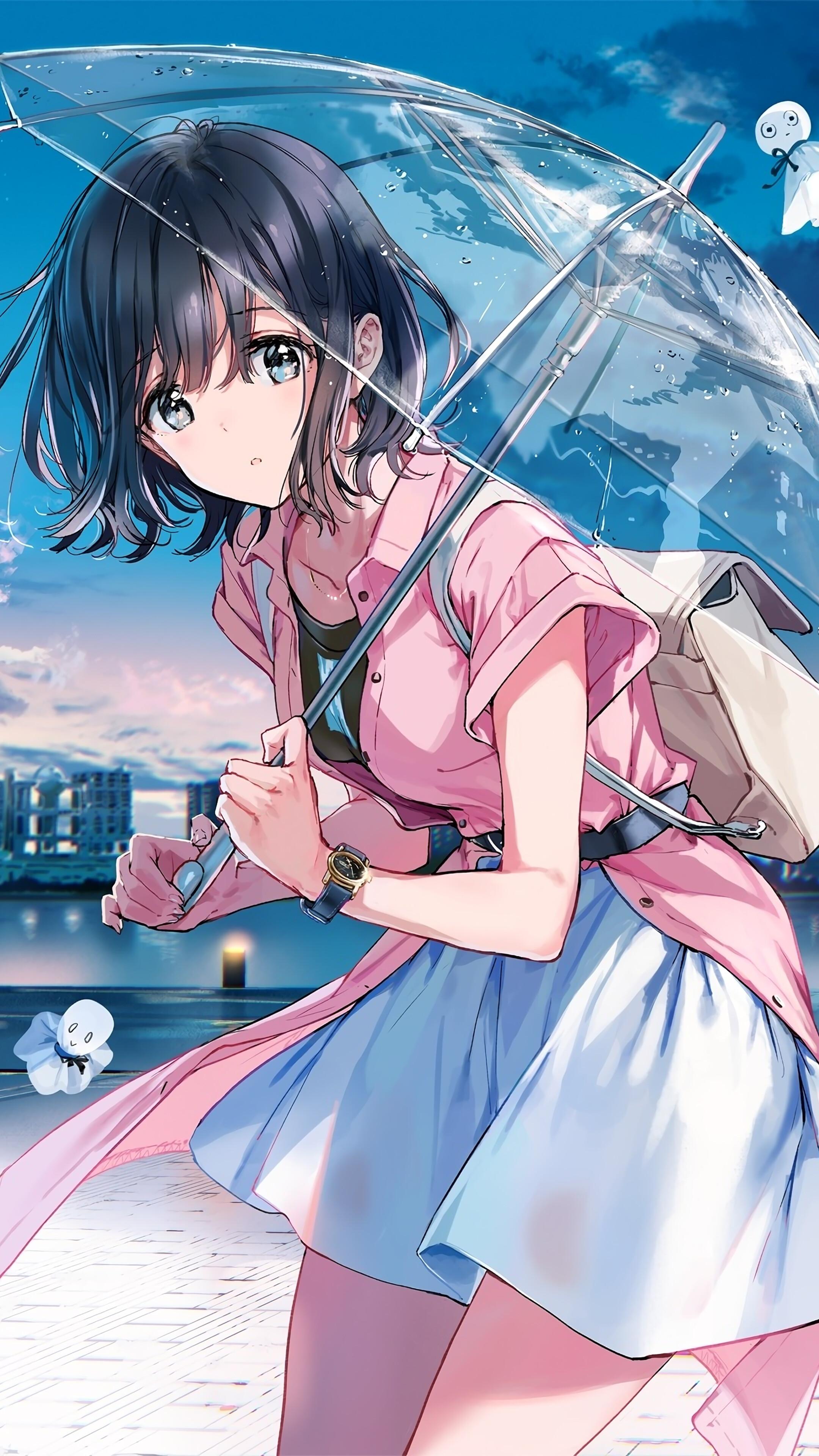 A Cute Anime Girl Geisha in a Kimono and Holding an Umbrella Stock Vector -  Illustration of flower, east: 230998691
