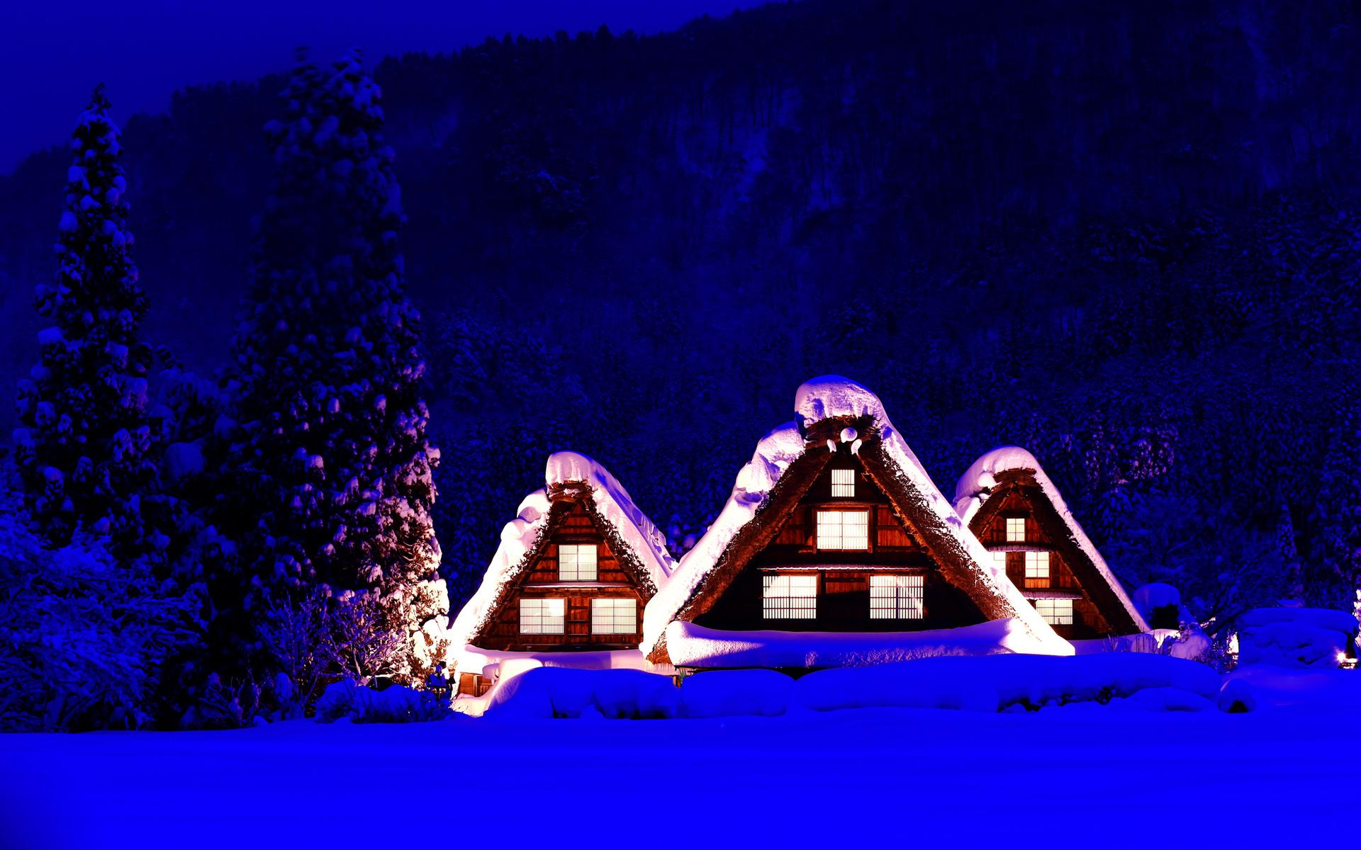 1920x1200 Houses cabin landscapes winter snow christmas wallpaperx1200