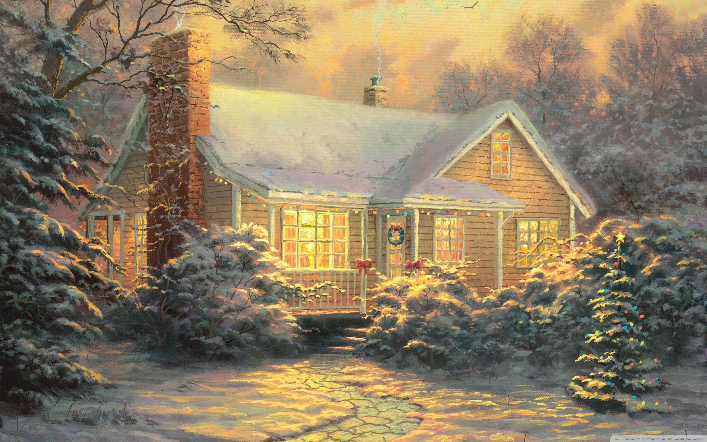 2880x1800 Free Christmas Cabin Wallpaper Fi117pt HD Wallpaper