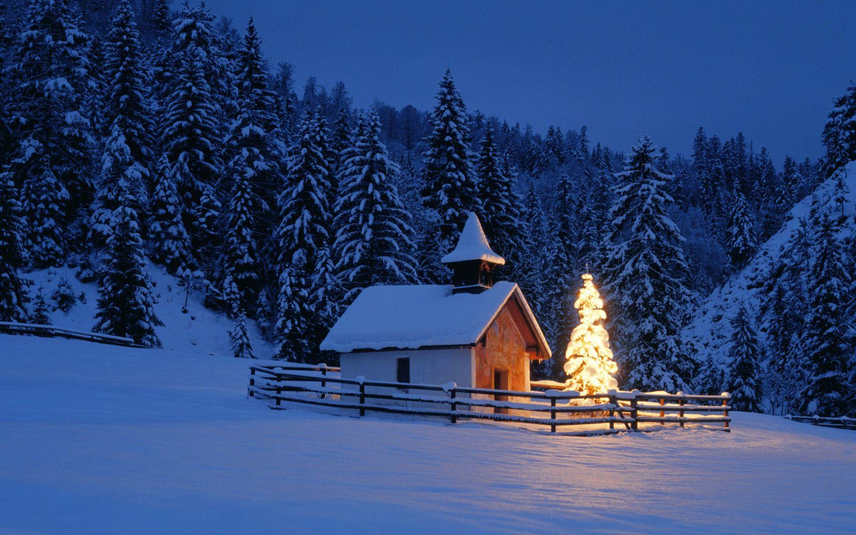 1680x1050 Log Cabin Winter Wallpaper